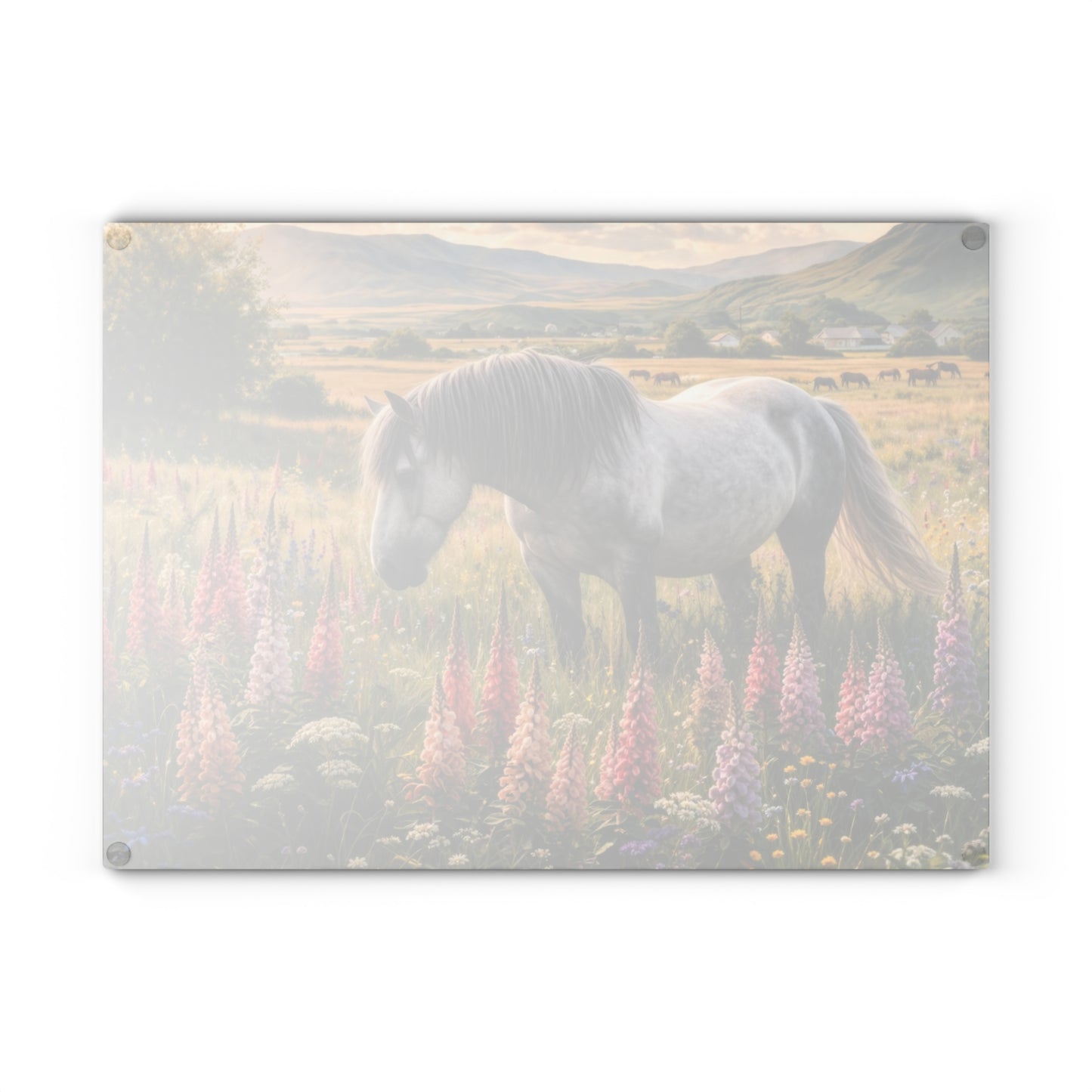 Wildflower Horse Glass Cutting Board – Farmhouse Horse Lover Kitchen Decor