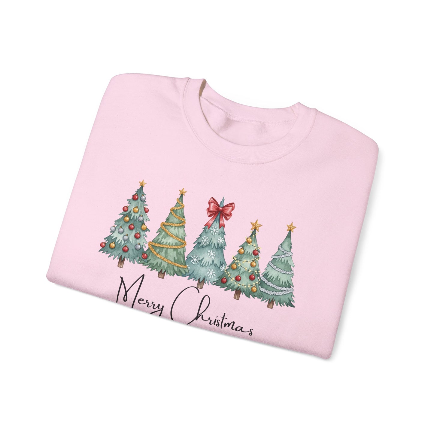 🎄✨ Merry Christmas Trees Sweatshirt – Bold Patterns & Festive Cheer