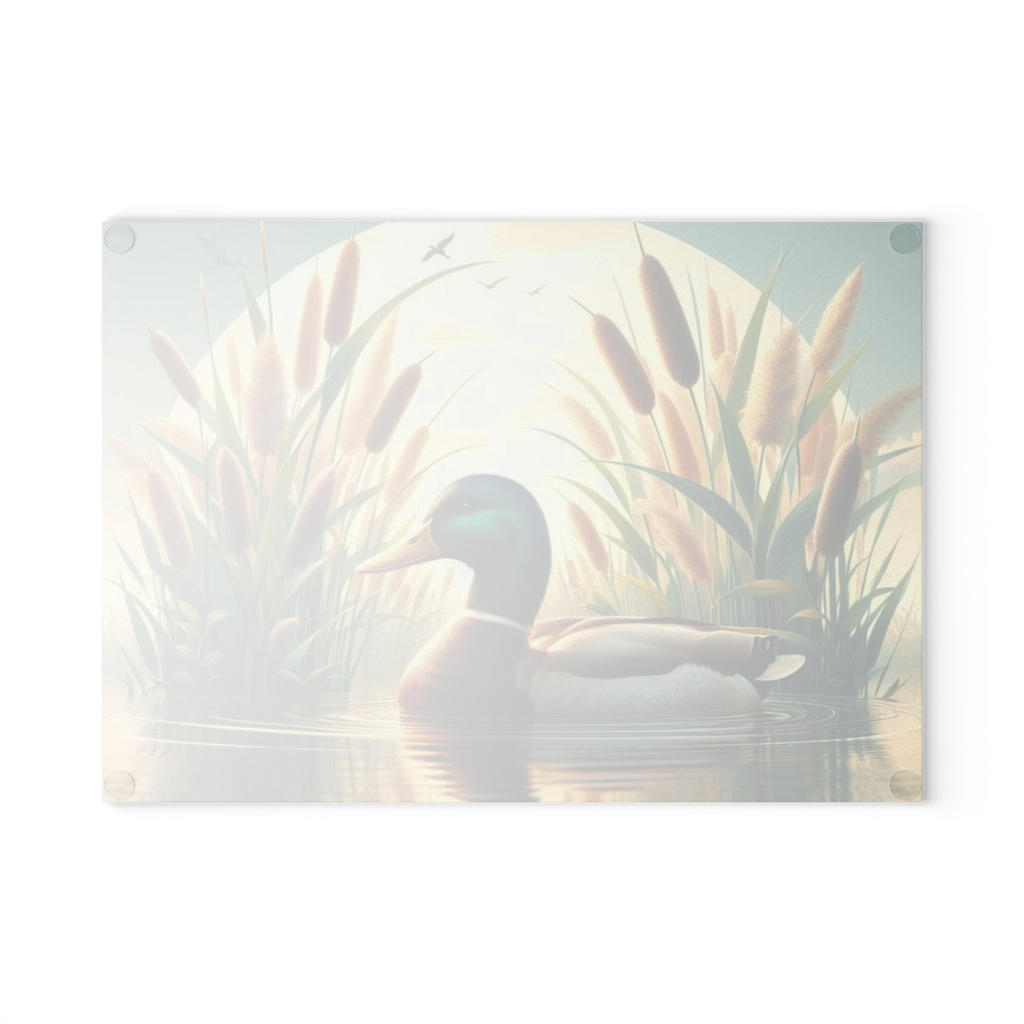Serene Mallard in Reeds Cutting Board – Peaceful Lake & Nature Art
