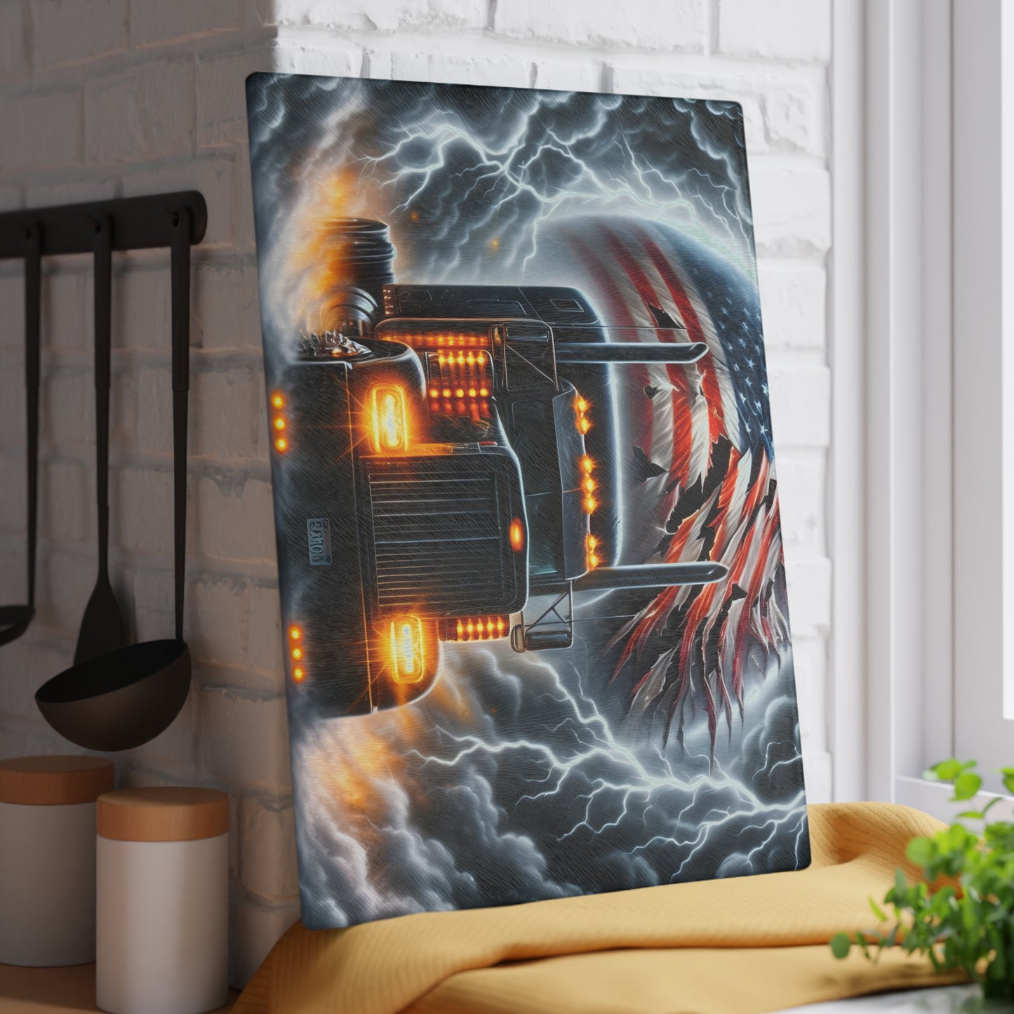 🚛⚡ American Trucker Storm Cutting Board – Power and Pride for Your Kitchen 🇺🇸