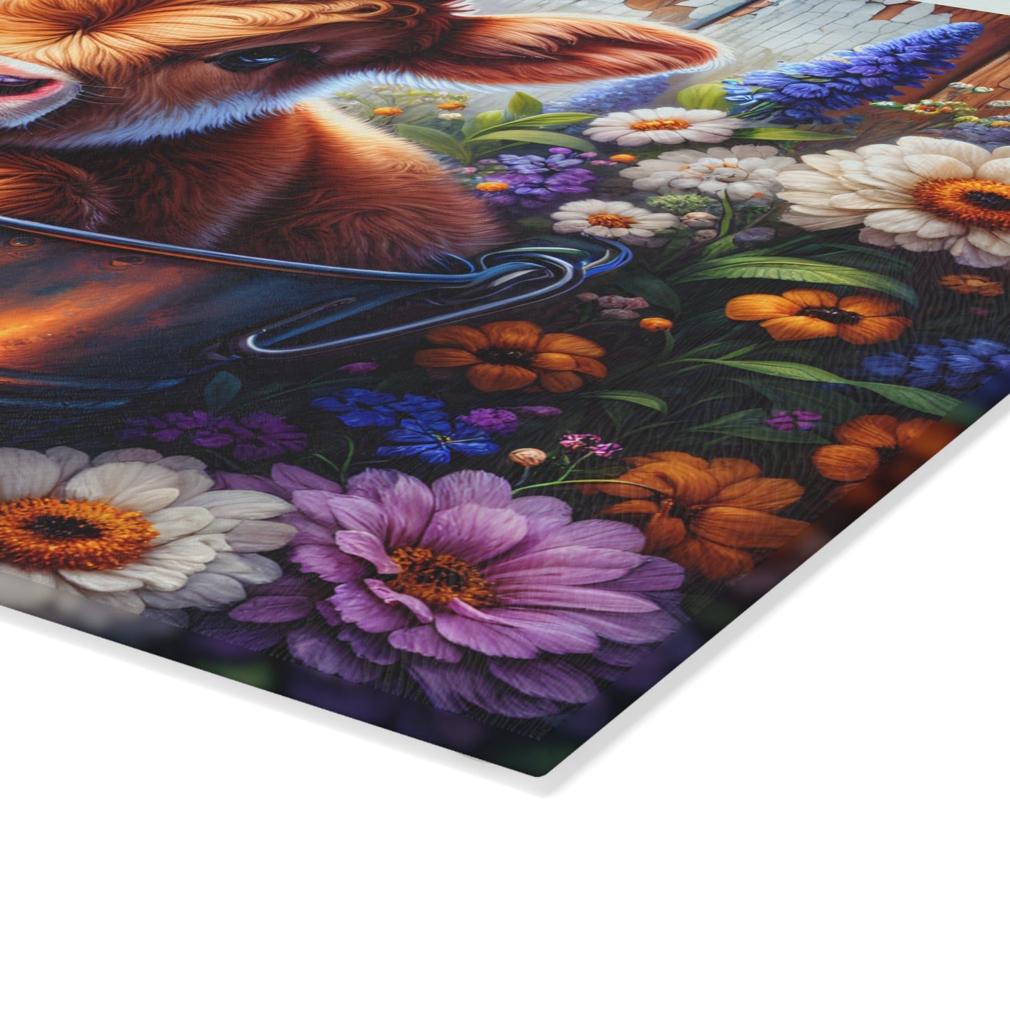 🐮 Wildflower Bucket Calf Cutting Board – Bright Blooms & Farmyard Whimsy for Your Kitchen