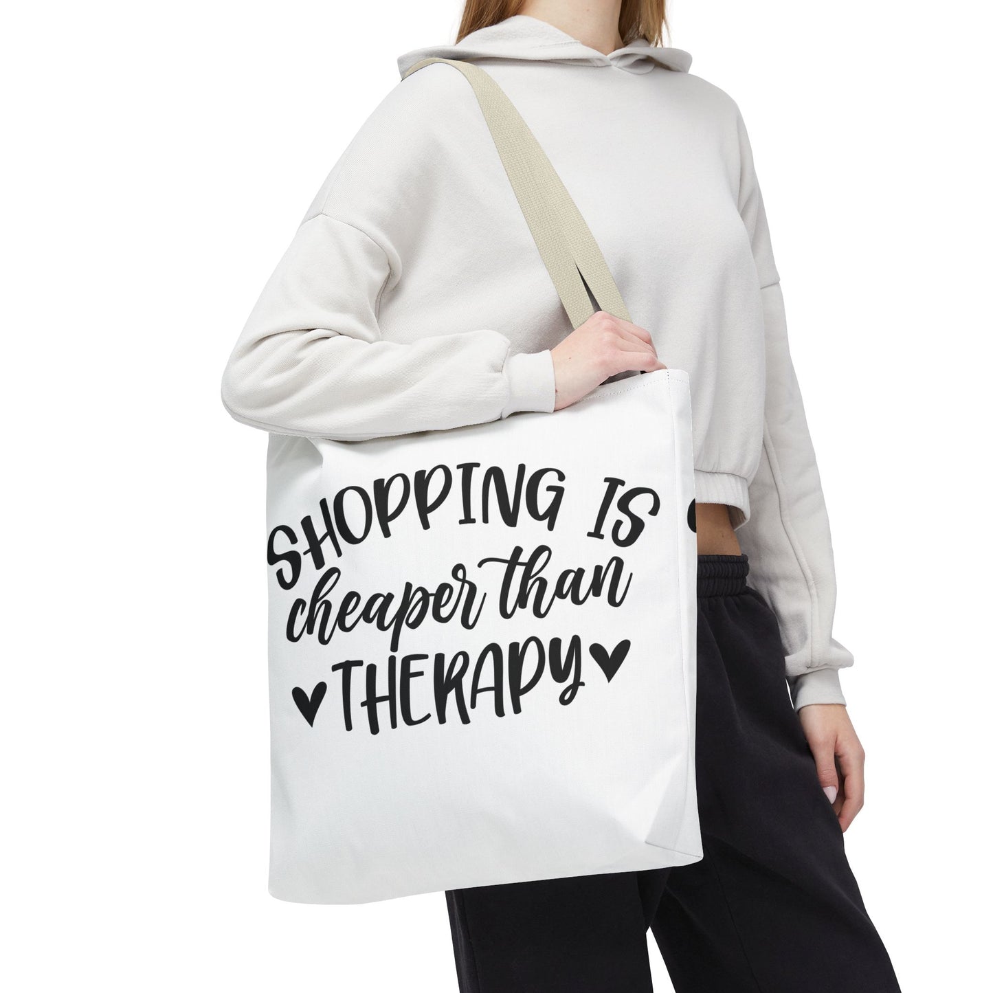 🛍️ Shopping Is Cheaper Than Therapy Tote Bag – Fun & Stylish Everyday Carry ❤️