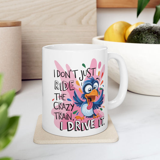 🚂No solo viajo en el tren loco, lo conduzco: divertida taza de café con forma de pájaro para amantes del café 🦜