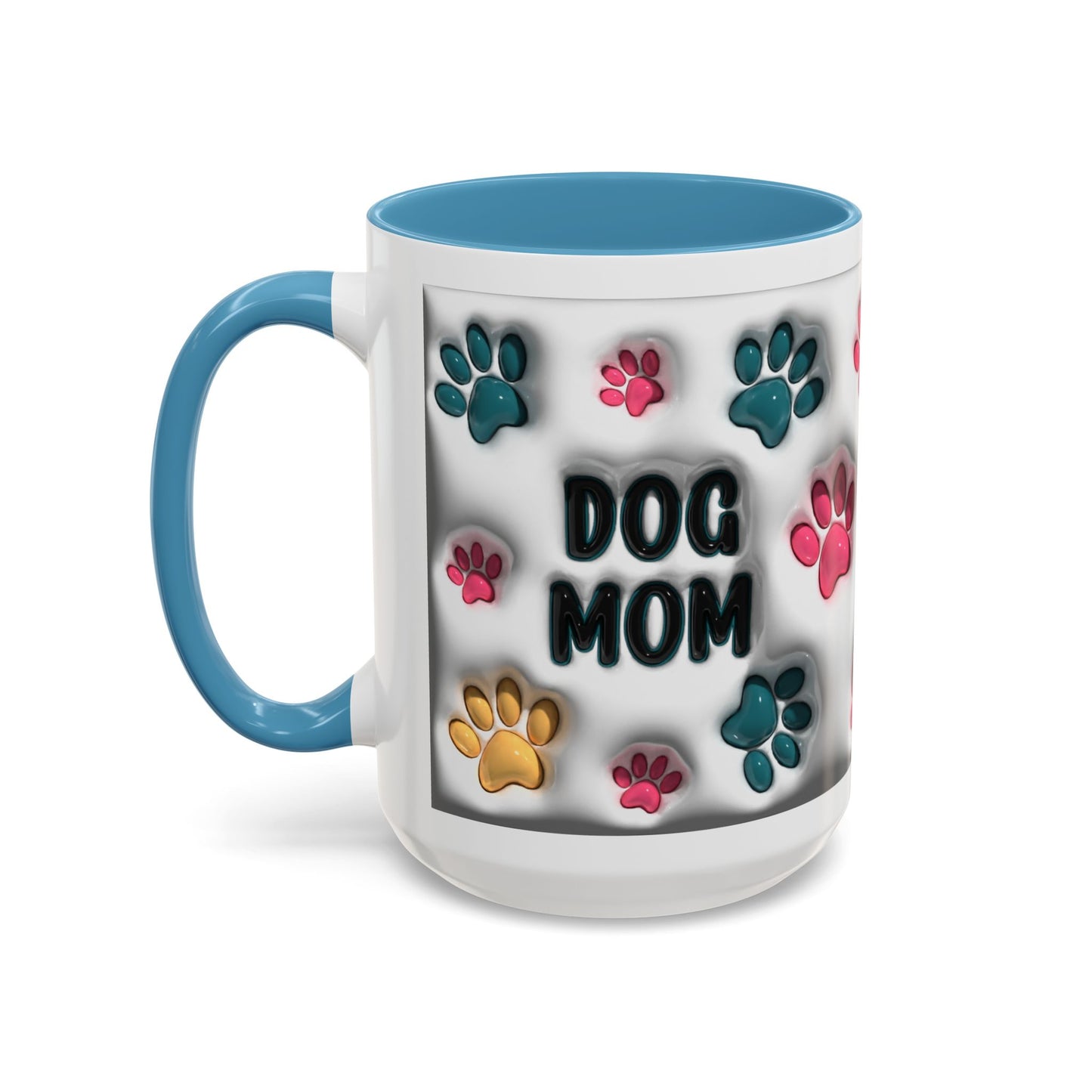 Dog Mom Accent Mug – Colorful Paw Print Cup for Proud Pet Parents