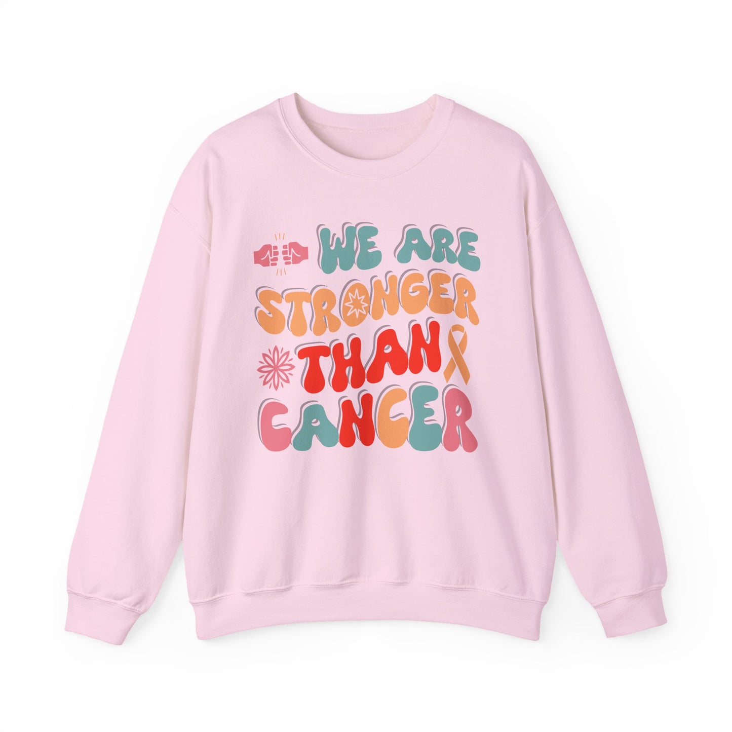 💪🌸 We Are Stronger Than Cancer Sweatshirt – Retro Breast Cancer Awareness Crewneck