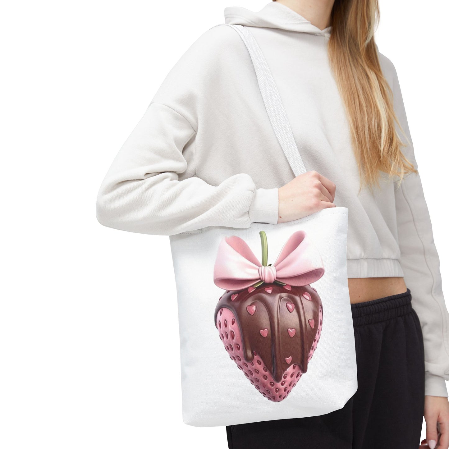 🍓 Chocolate-Dipped Strawberry Tote Bag – Sweet, Romantic & Practical 🍫