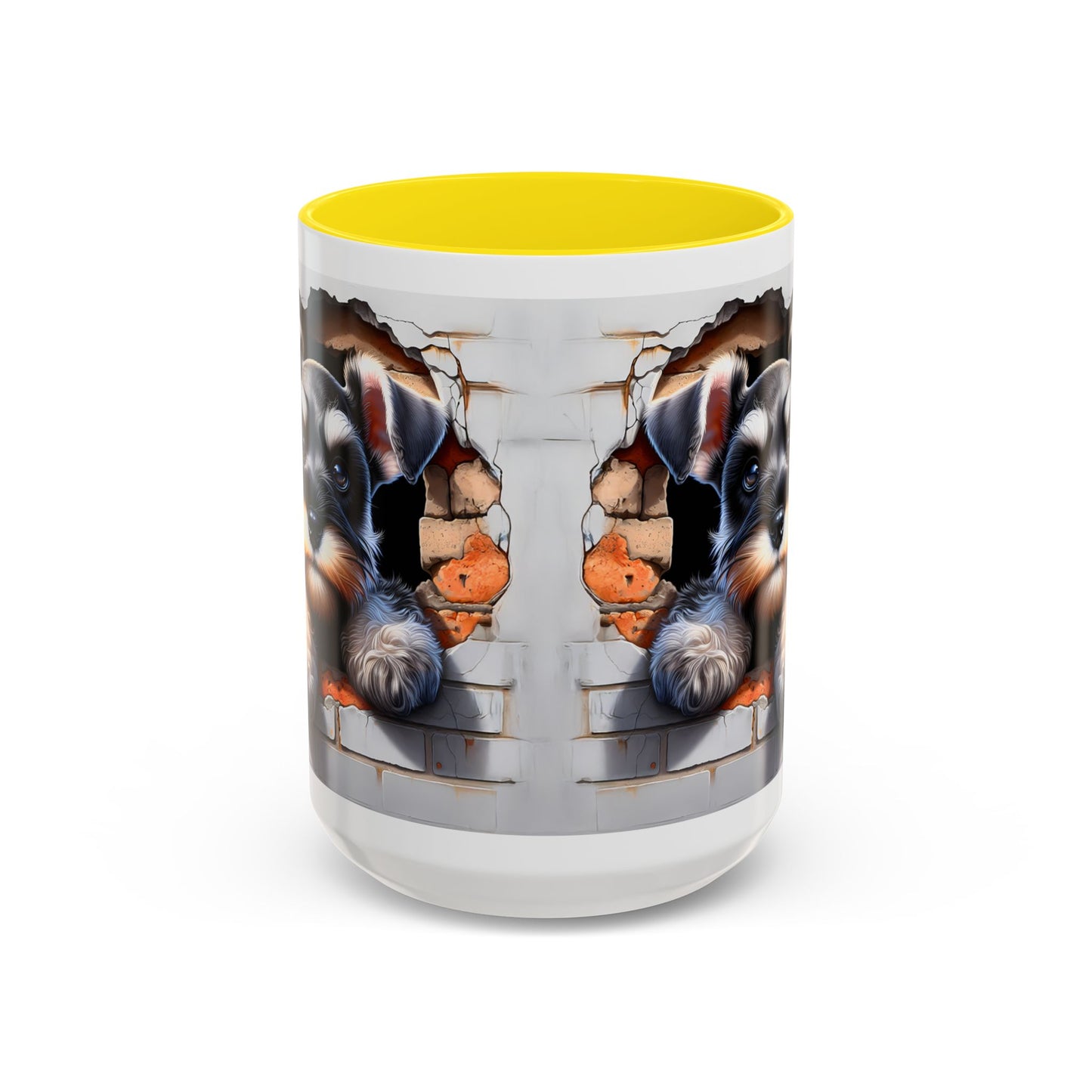 🎀🐶 Schnauzer Puppy Accent Mug – Cute Peek-Through Dog Design for Animal Lovers ☕💖