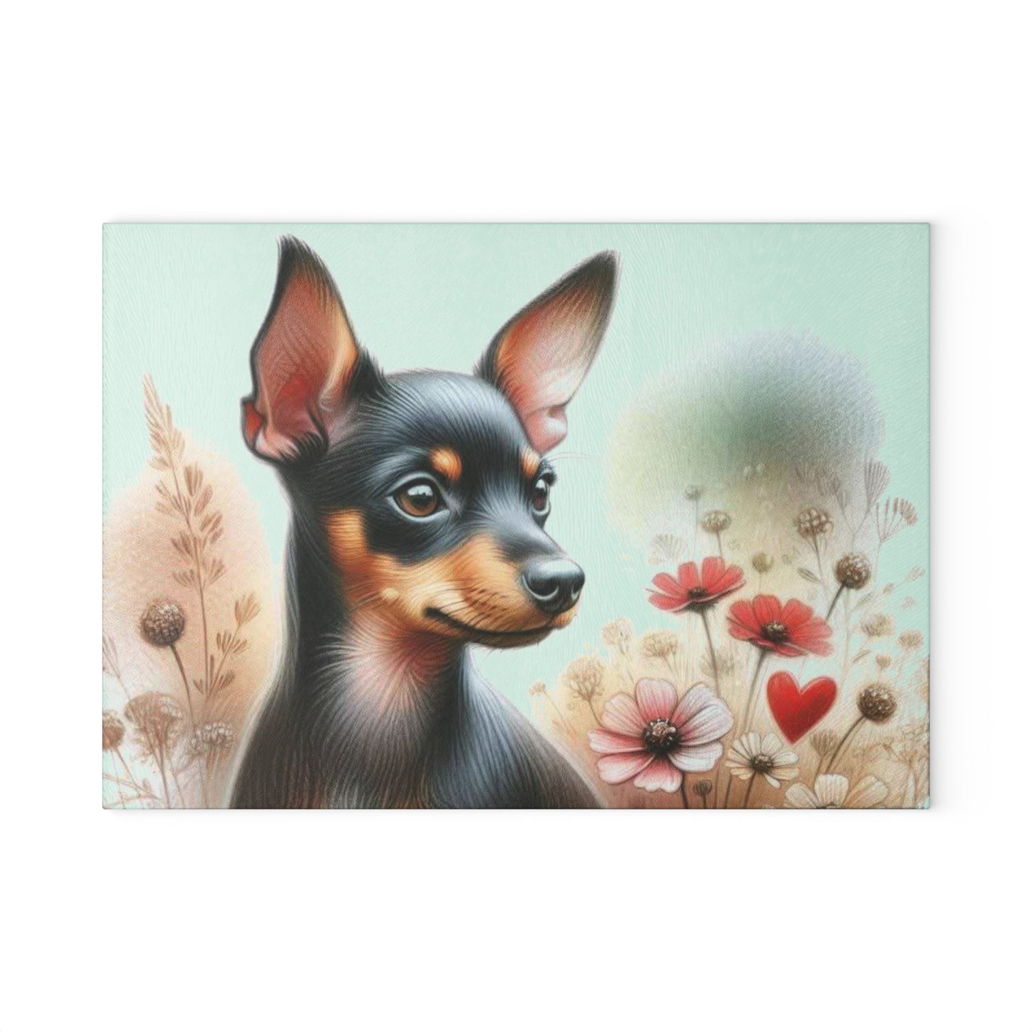 🌸 Miniature Pinscher Wildflower Cutting Board – Bold Beauty with Petite Charm 🐾