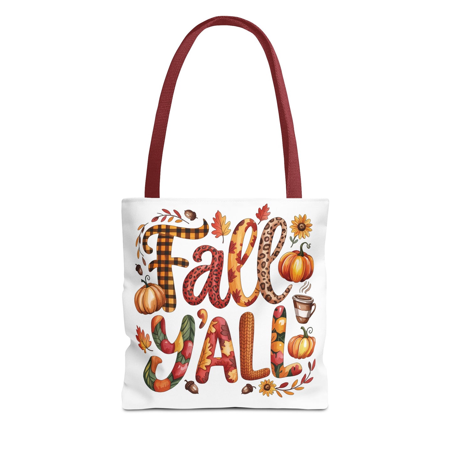 🎃 Fall Y’all Tote Bag – Bold Prints, Cozy Coffee & Pumpkin Cheer 🍂
