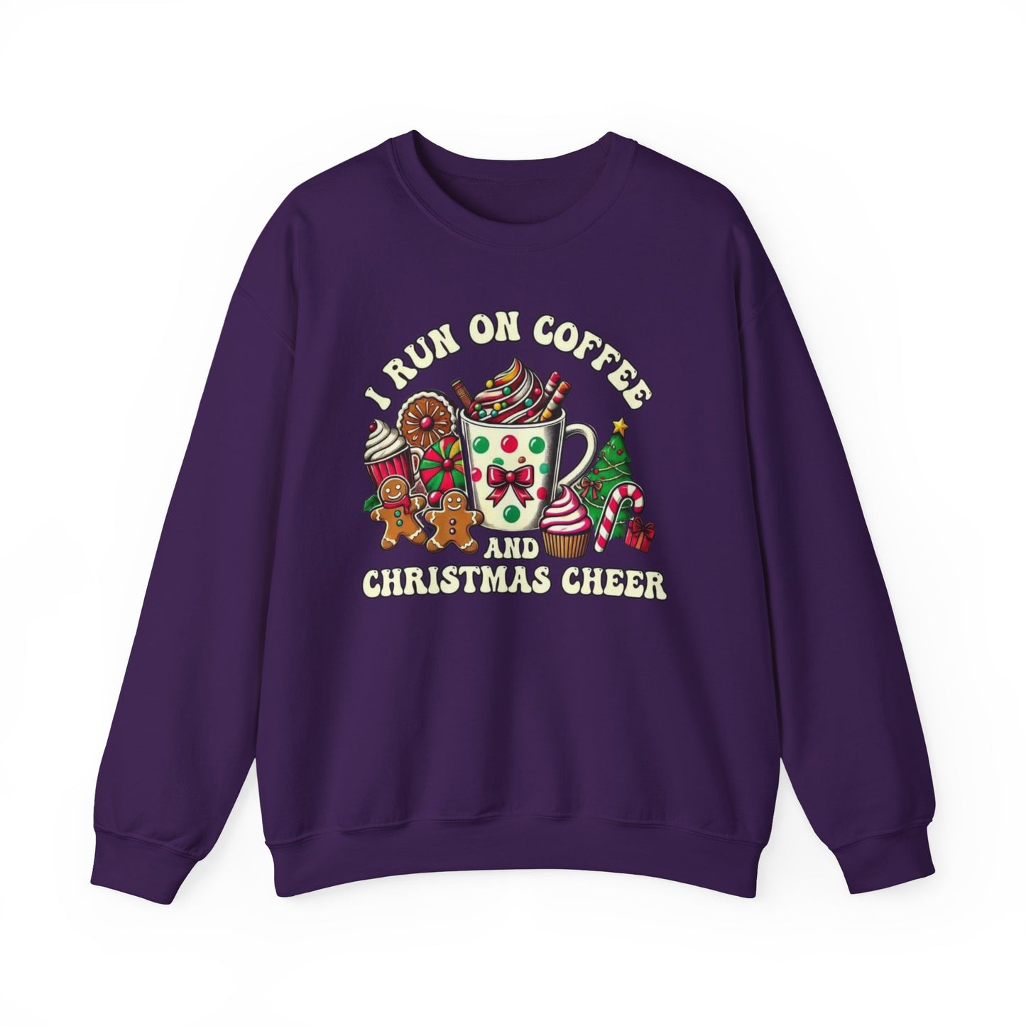 ☕🎄 I Run on Coffee and Christmas Cheer Sweatshirt – Cozy, Cute & Caffeinated ✨🧁