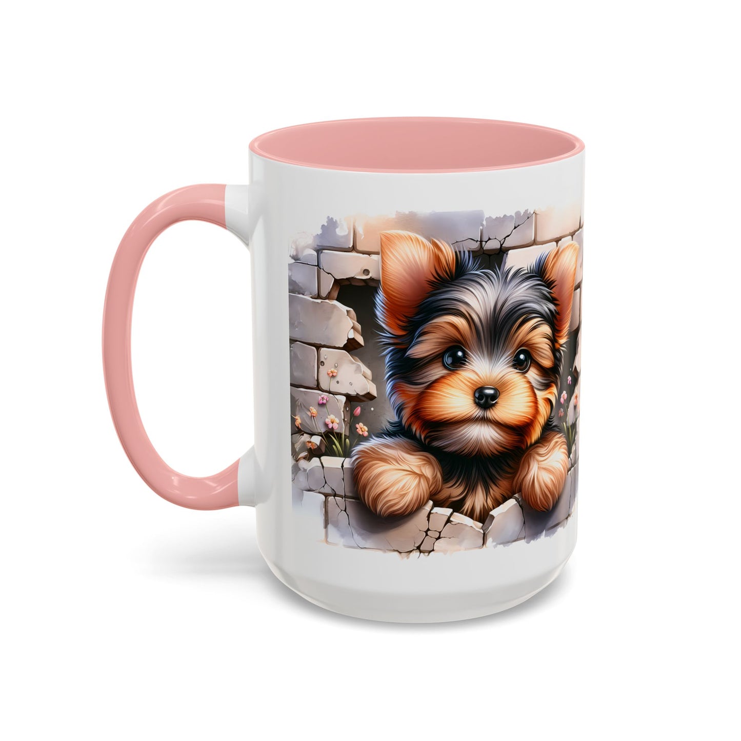 🎀🐶 Yorkie Puppy Accent Mug – Cute Peek-Through Dog Design for Animal Lovers ☕💖