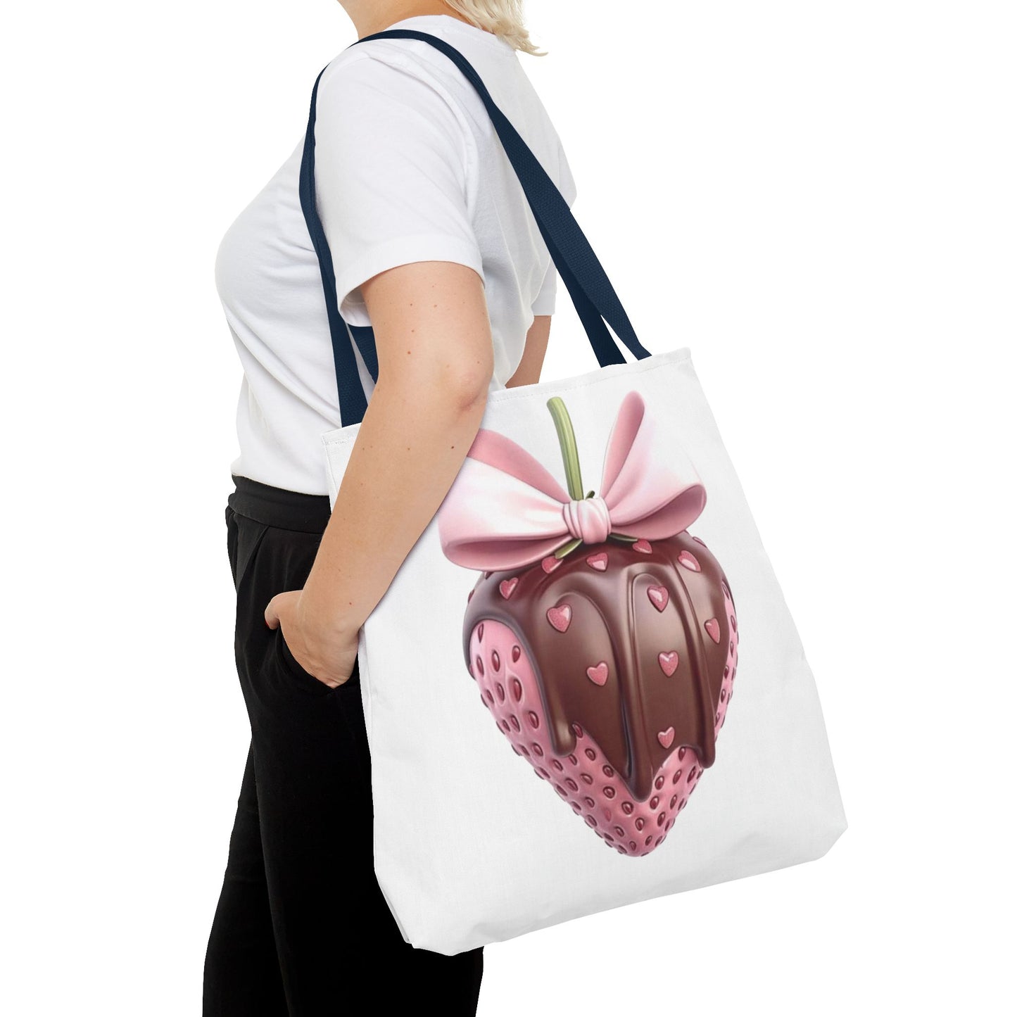 🍓 Chocolate-Dipped Strawberry Tote Bag – Sweet, Romantic & Practical 🍫