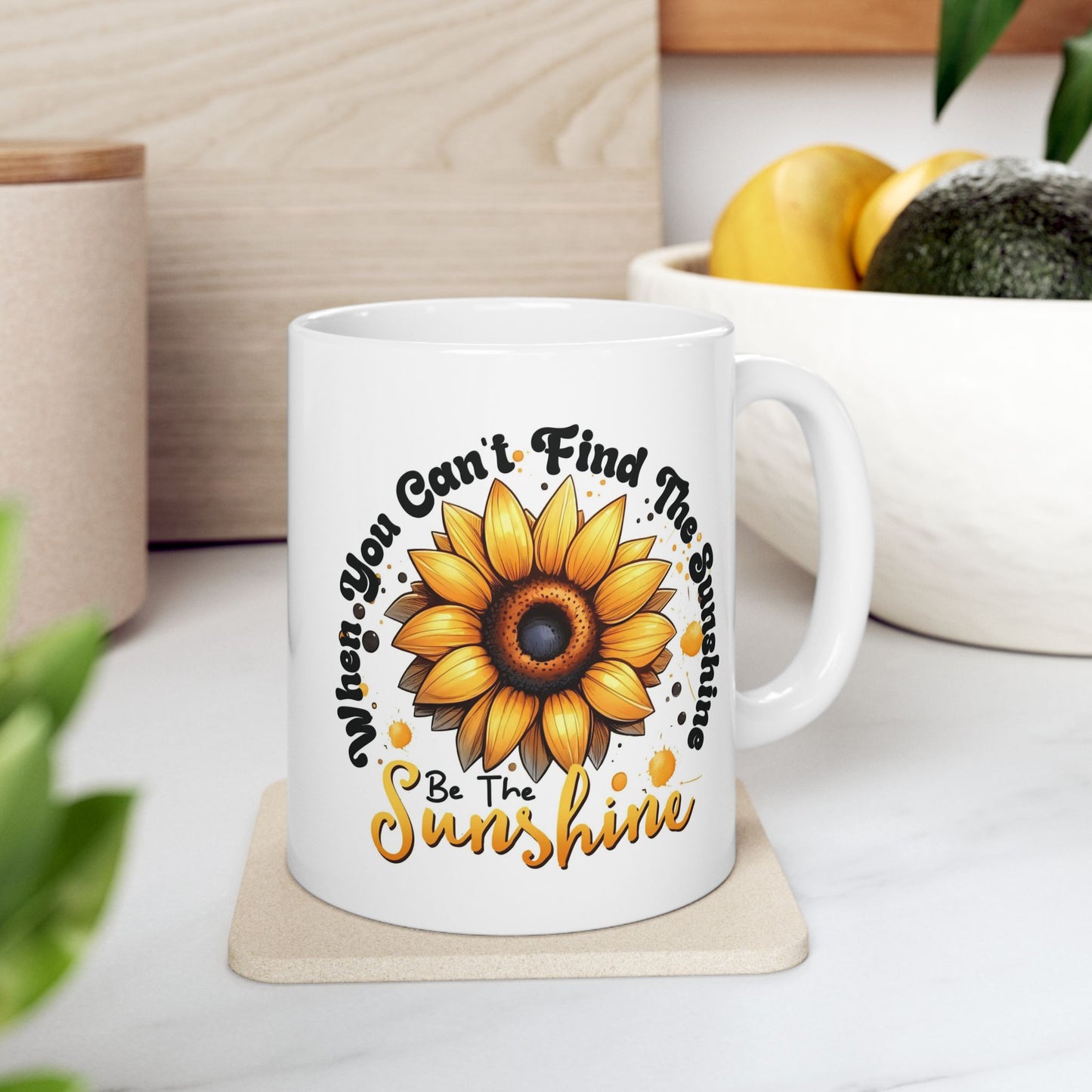 🌻☀️ Sunflower Sunshine Mug – Inspirational Coffee Cup with Quote ☕💛
