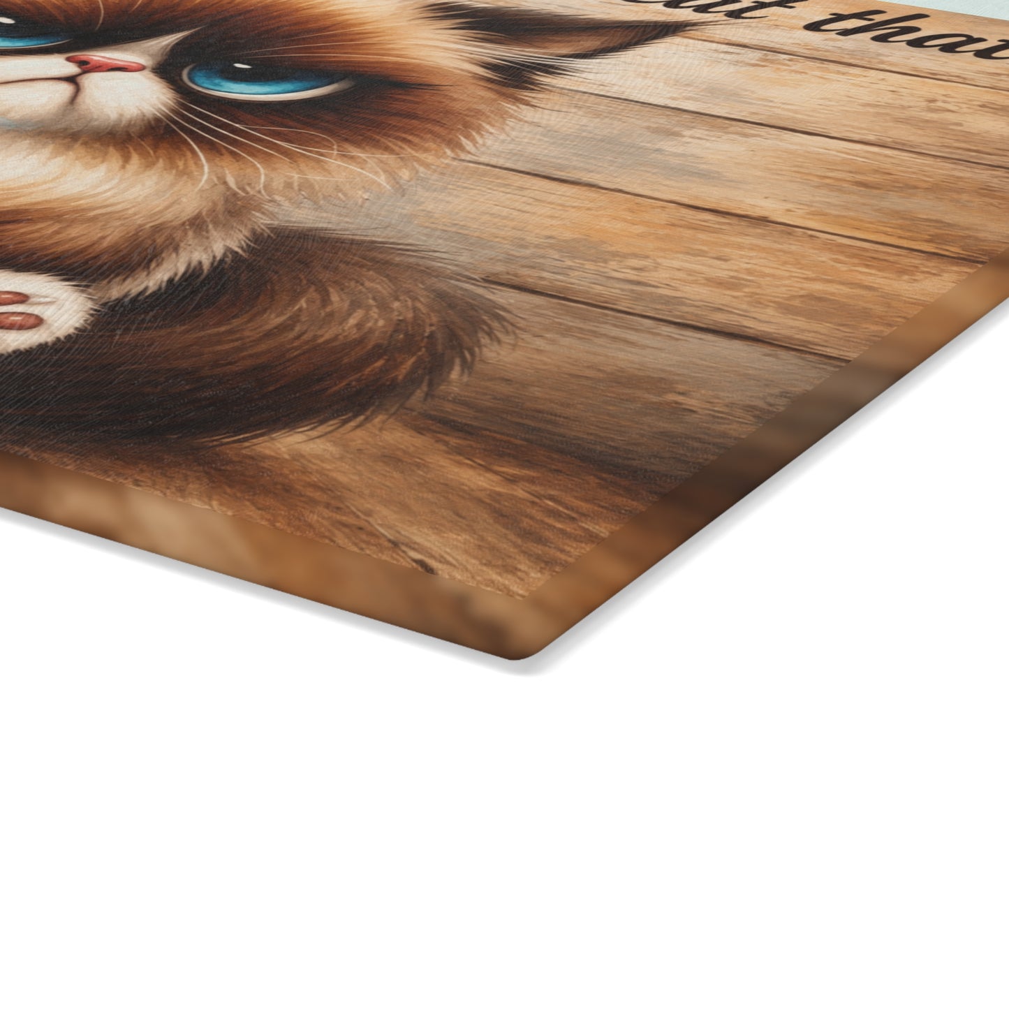 Funny Moody Kitty Glass Cutting Board – Rustic Farmhouse Cat Kitchen Décor