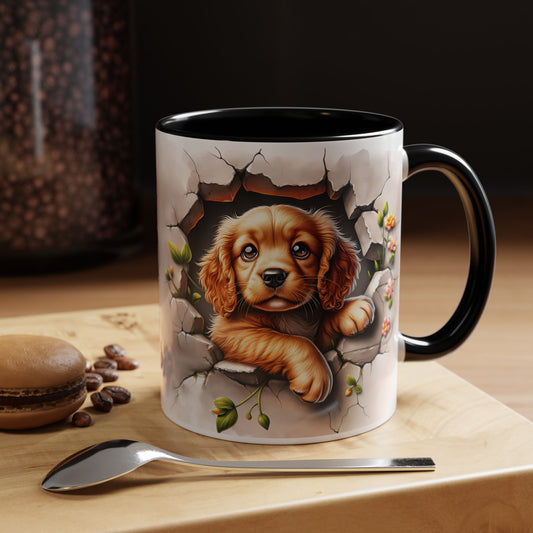 🐾 Cocker Spaniel Puppy Accent Mug – Sweet Fluffy Pup Coffee Cup ☕🤎