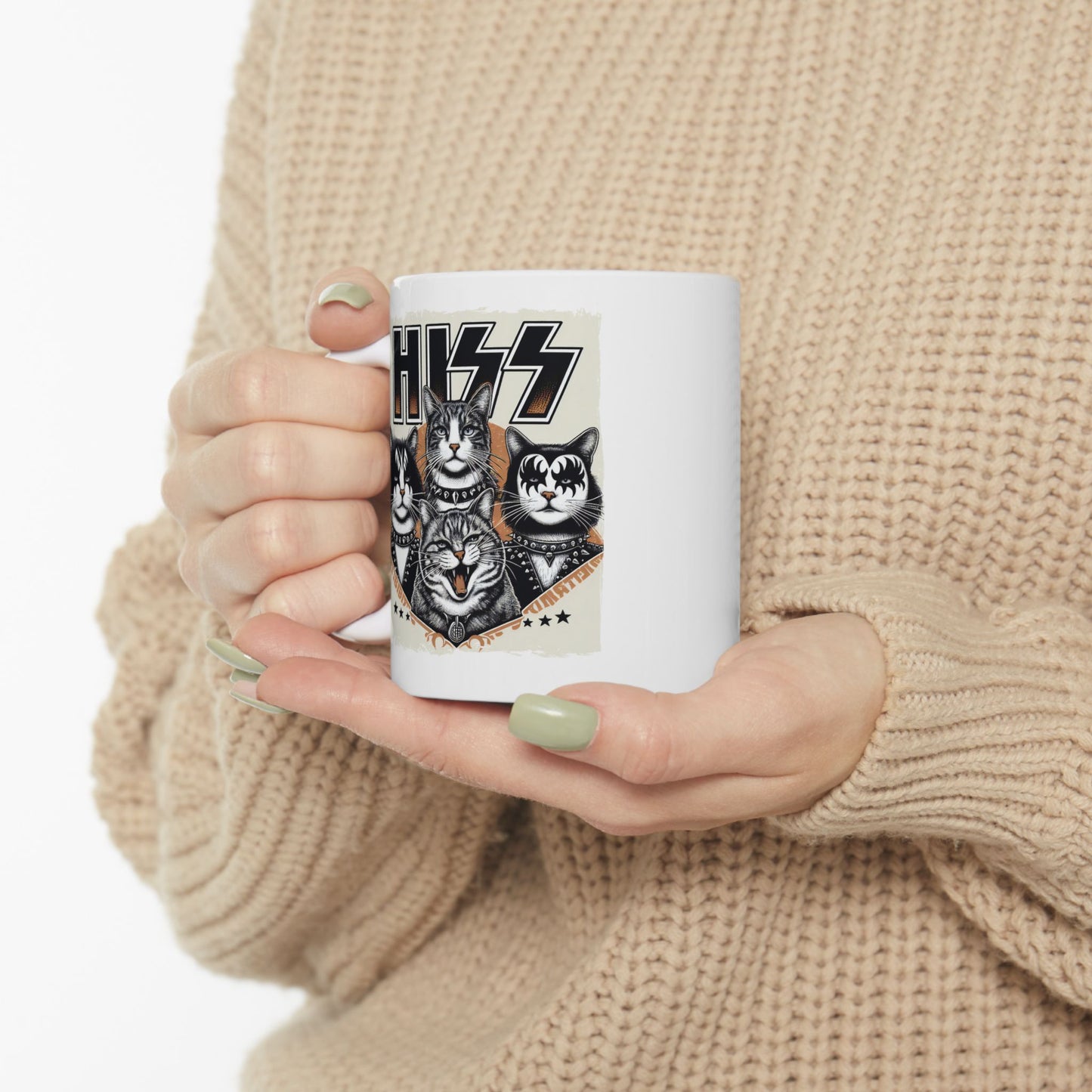 🎸🐾 "HISS" Rock Band Cat Mug – Purrfectly Loud, Proud & Hilarious 🐾🎸