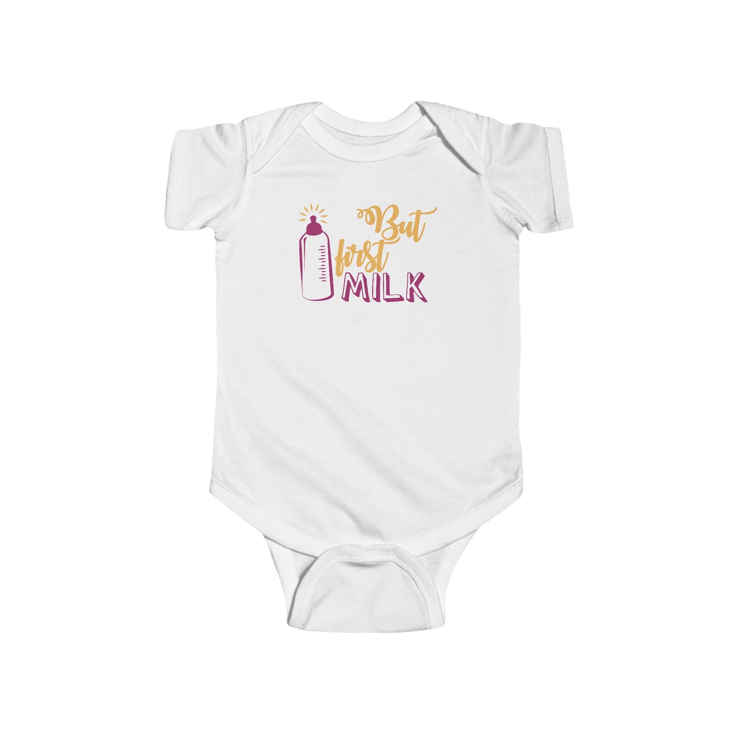 But First Milk Baby Onesie – Cute Bottle Graphic Outfit for Little Milk Lovers
