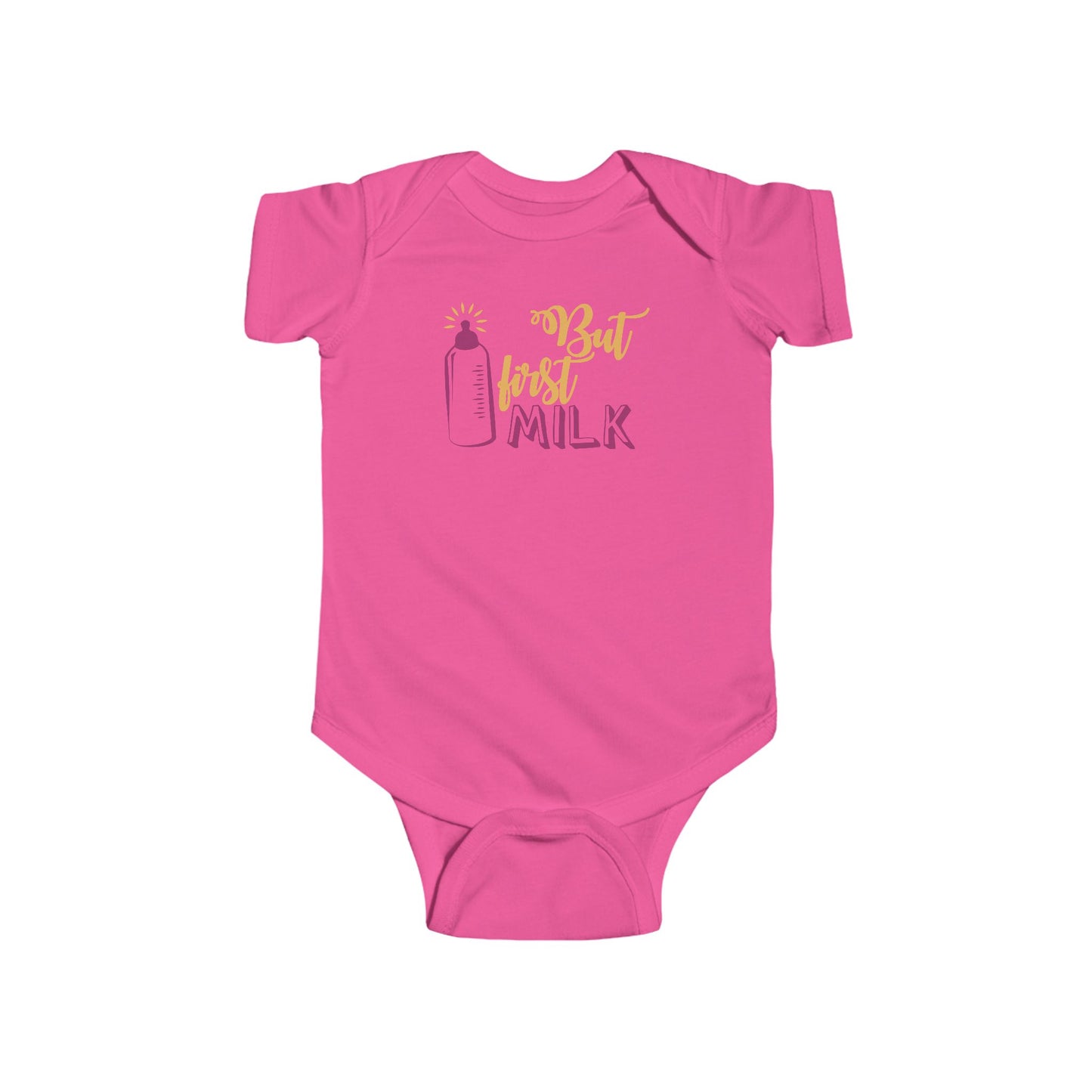 But First Milk Baby Onesie – Cute Bottle Graphic Outfit for Little Milk Lovers