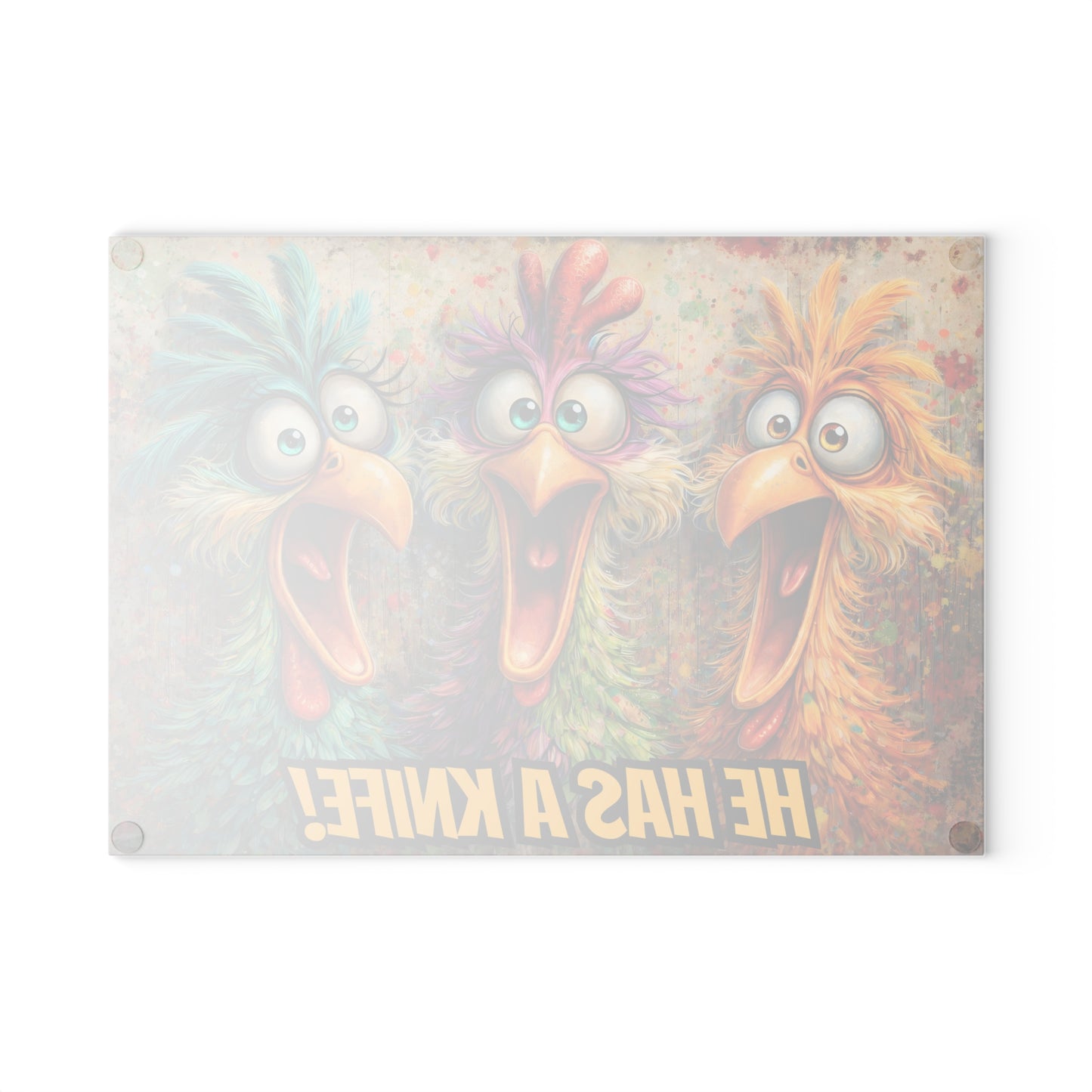 Kitchen Chaos Served Daily Glass Cutting Board – Funny Chicken Kitchen Art