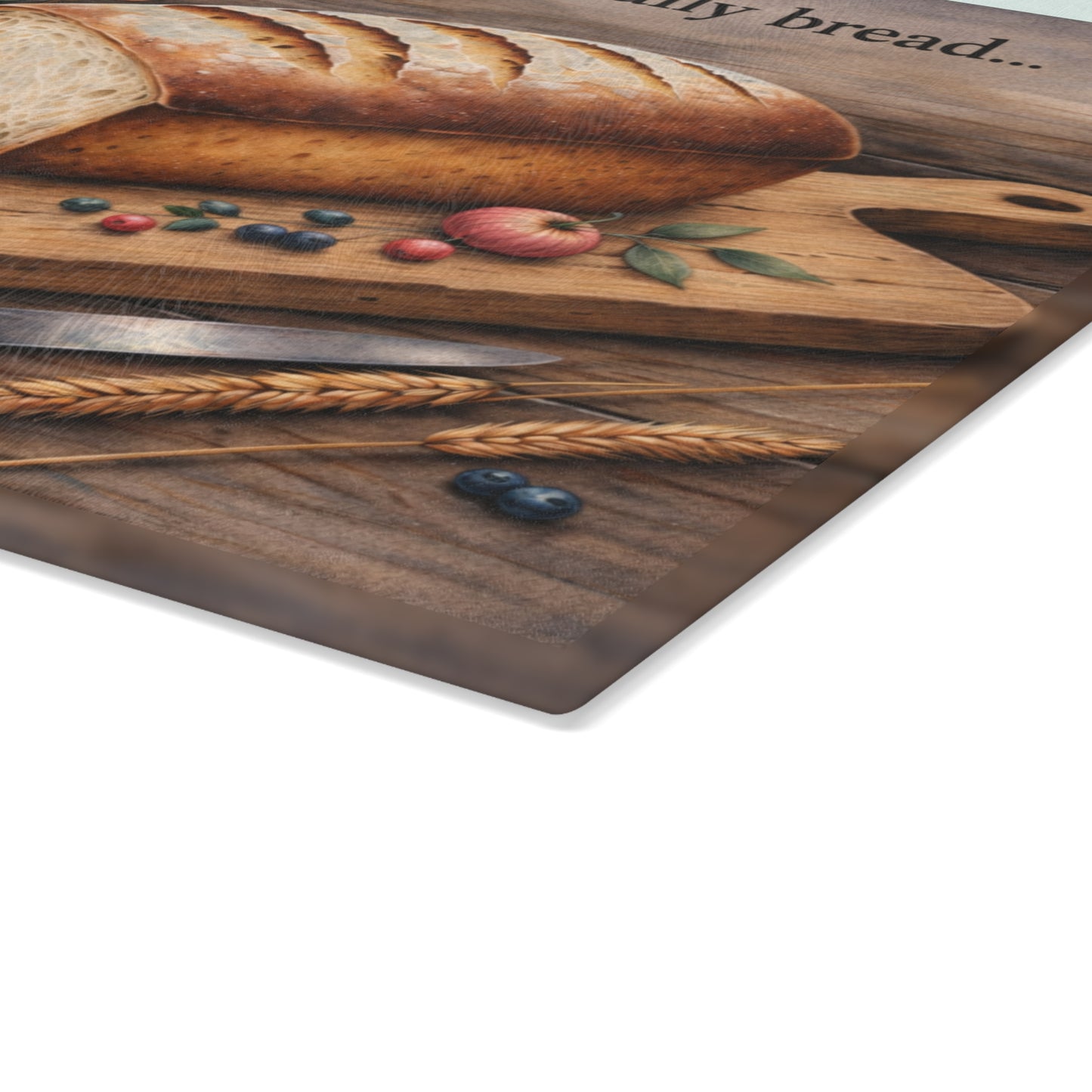 Rustic Artisan Bread Glass Cutting Board – Farmhouse Kitchen Artwork