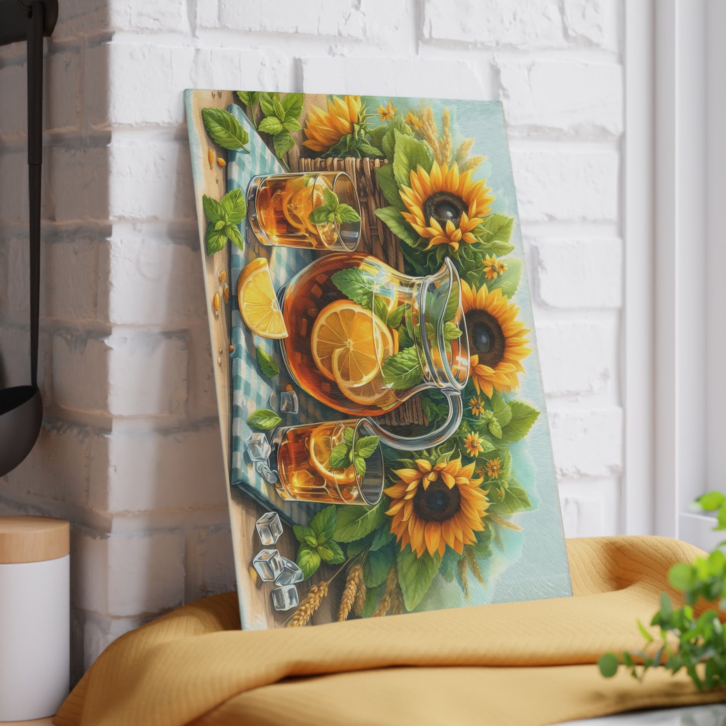 🌻 Sunflower Iced Tea Cutting Board – Sweet Summer Sips & Kitchen Charm