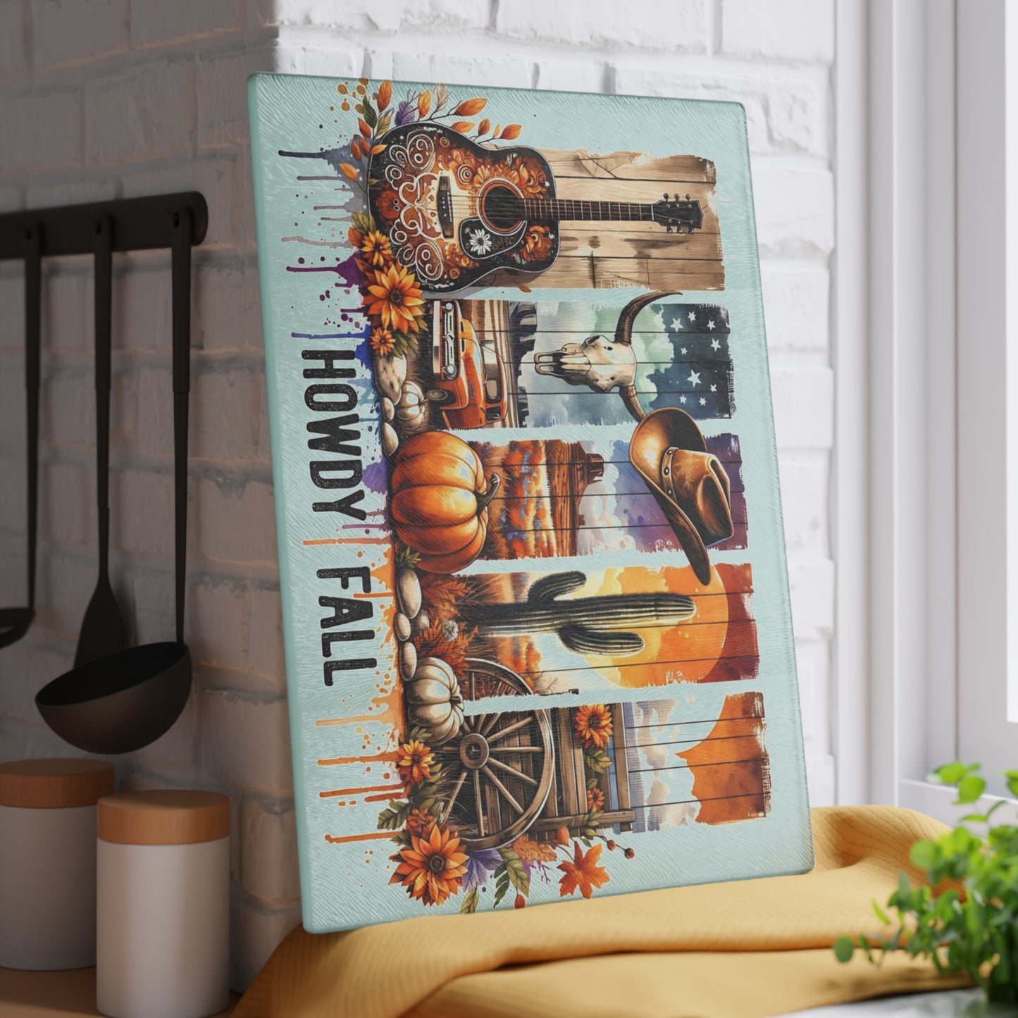 🍂🎸 Howdy Fall Cutting Board – Rustic Western Charm for Your Autumn Kitchen 🤠🌻