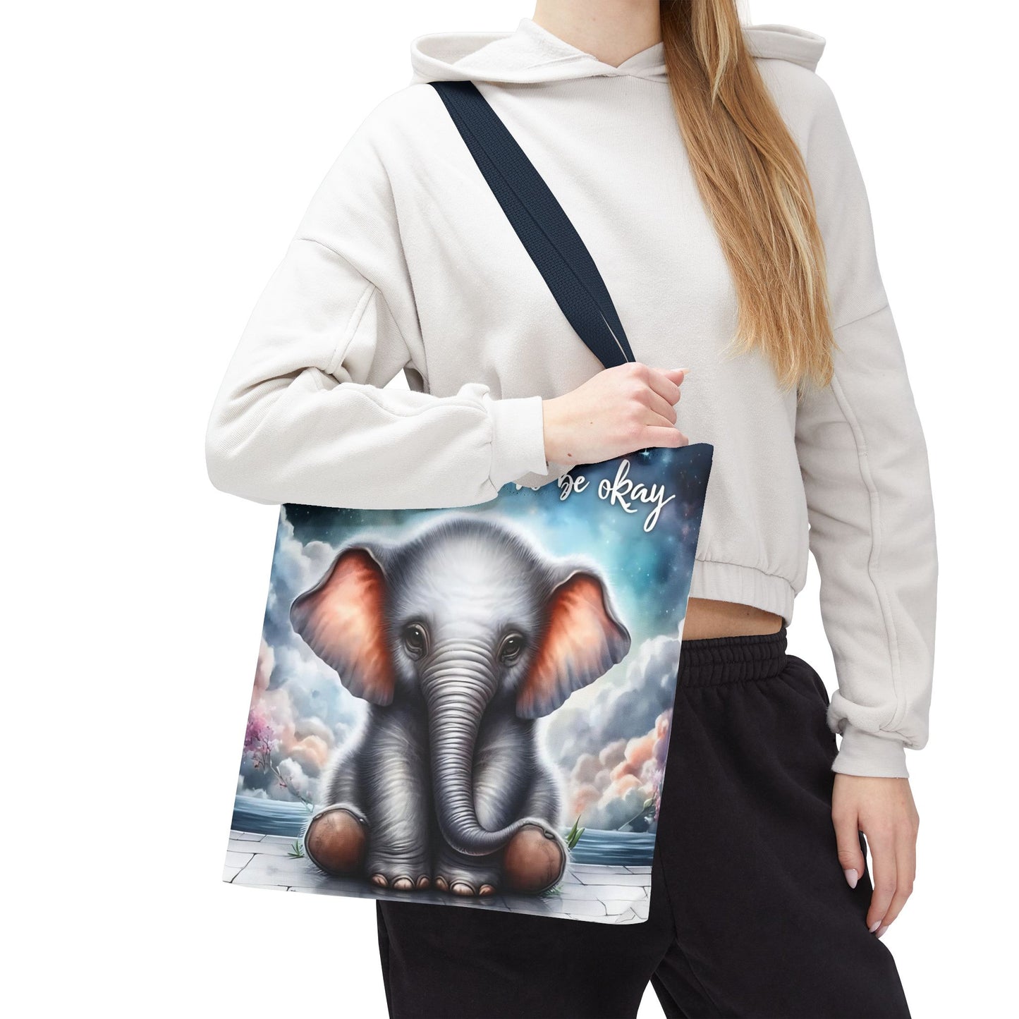 Bolsa de mano con elefante “Está bien no estar bien”: un suave recordatorio con un diseño delicado y caprichoso.