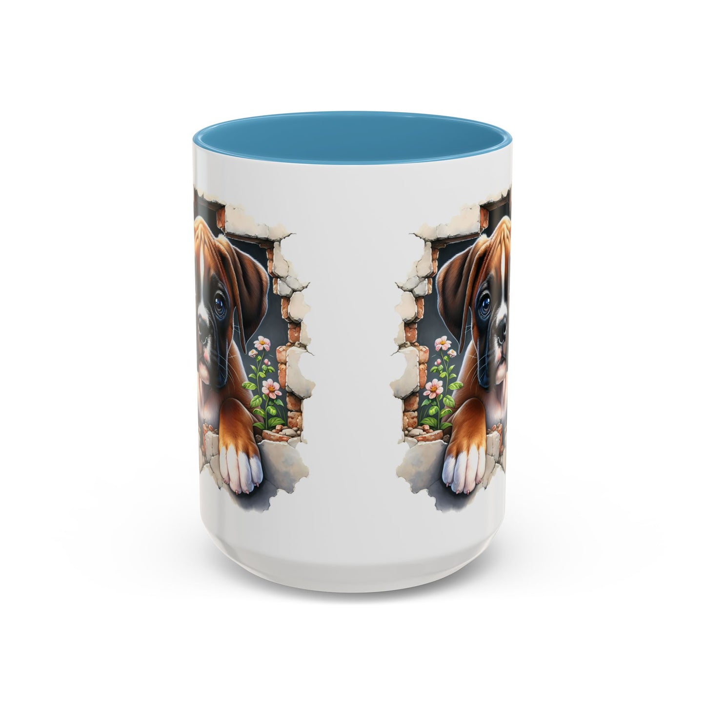 🐶☕ Boxer Puppy Peek Accent Mug – Adorable Dog Lover Gift ✨💛