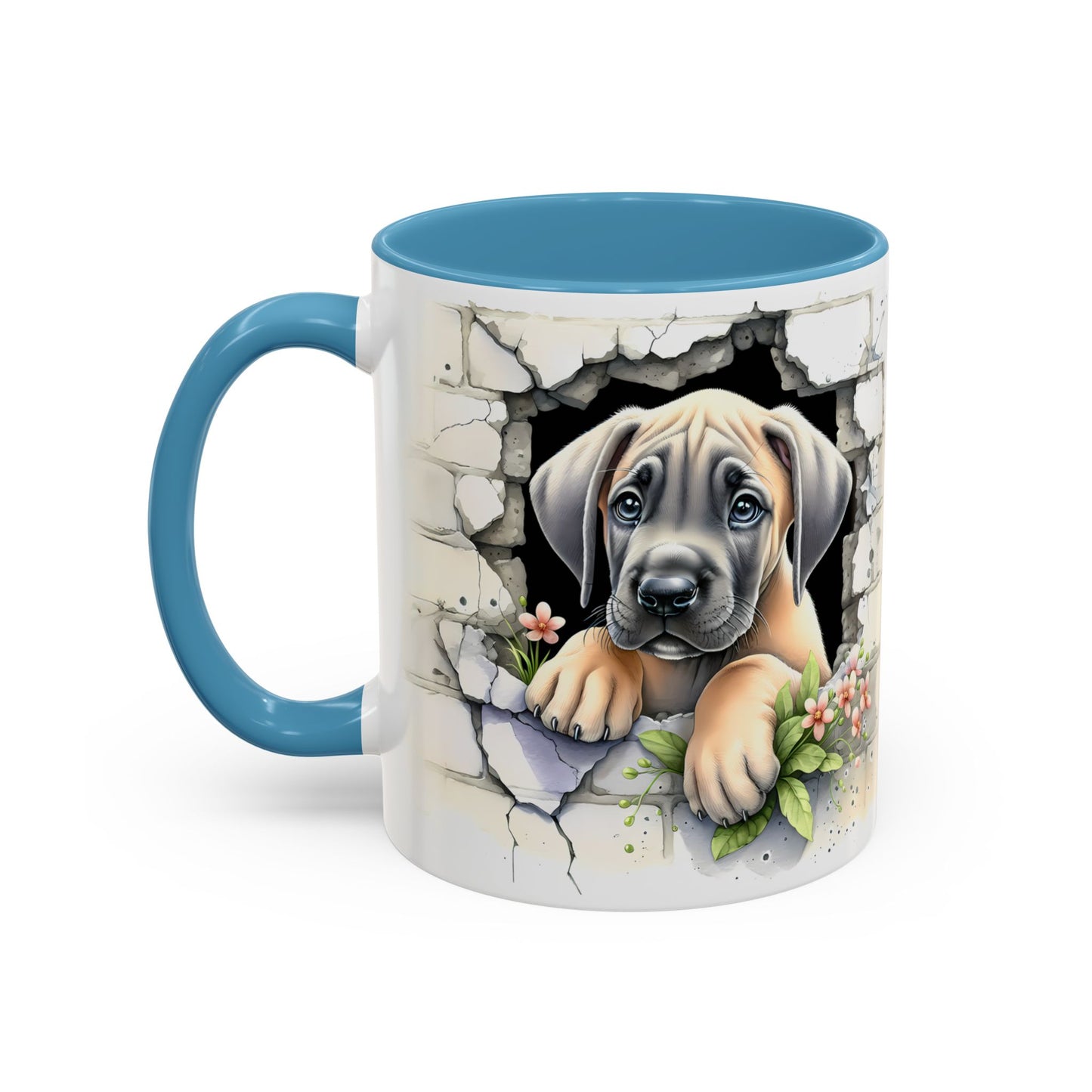 🐾 Great Dane Puppy Accent Mug – Sweet Peek-Through Puppy Design ☕💛