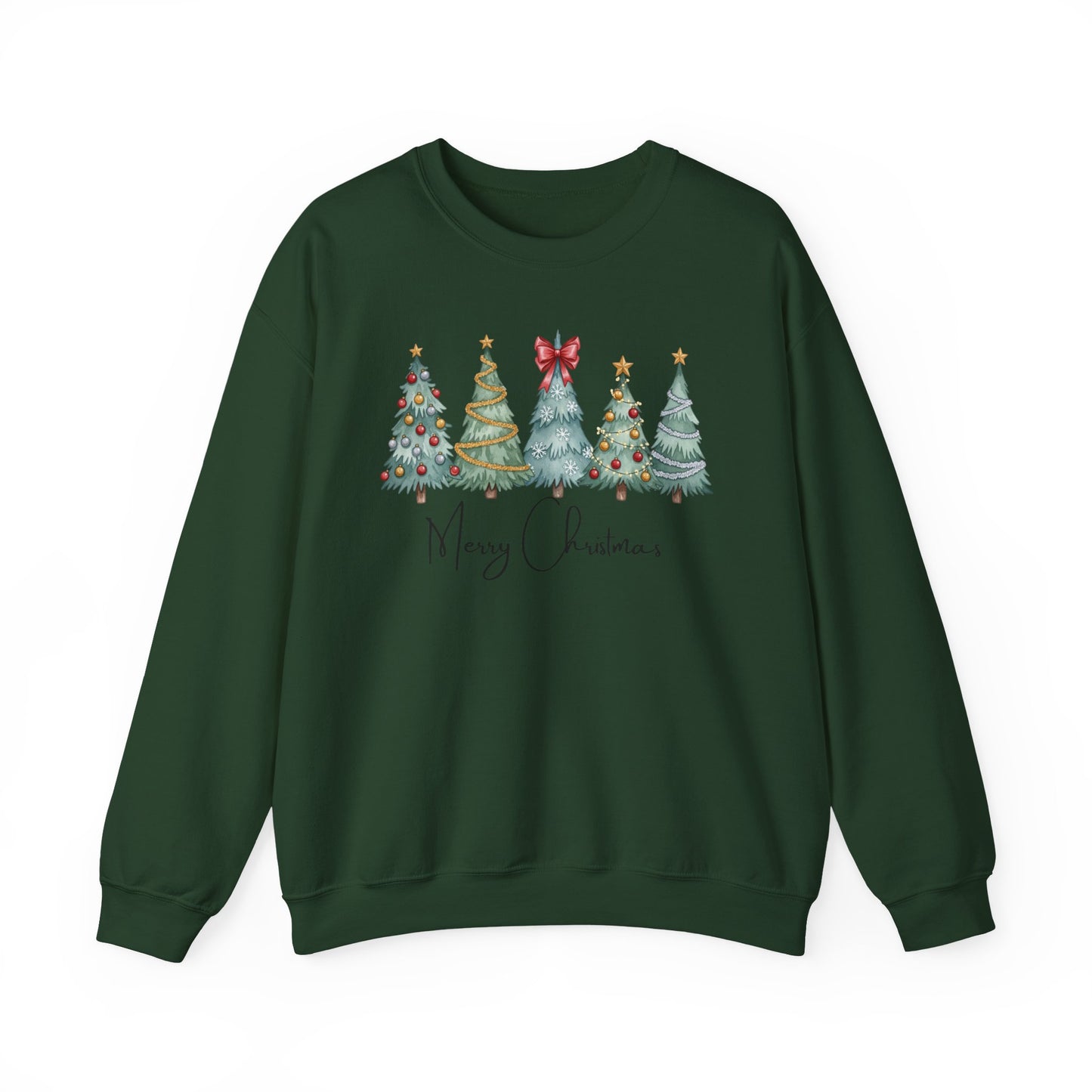 🎄✨ Merry Christmas Trees Sweatshirt – Bold Patterns & Festive Cheer