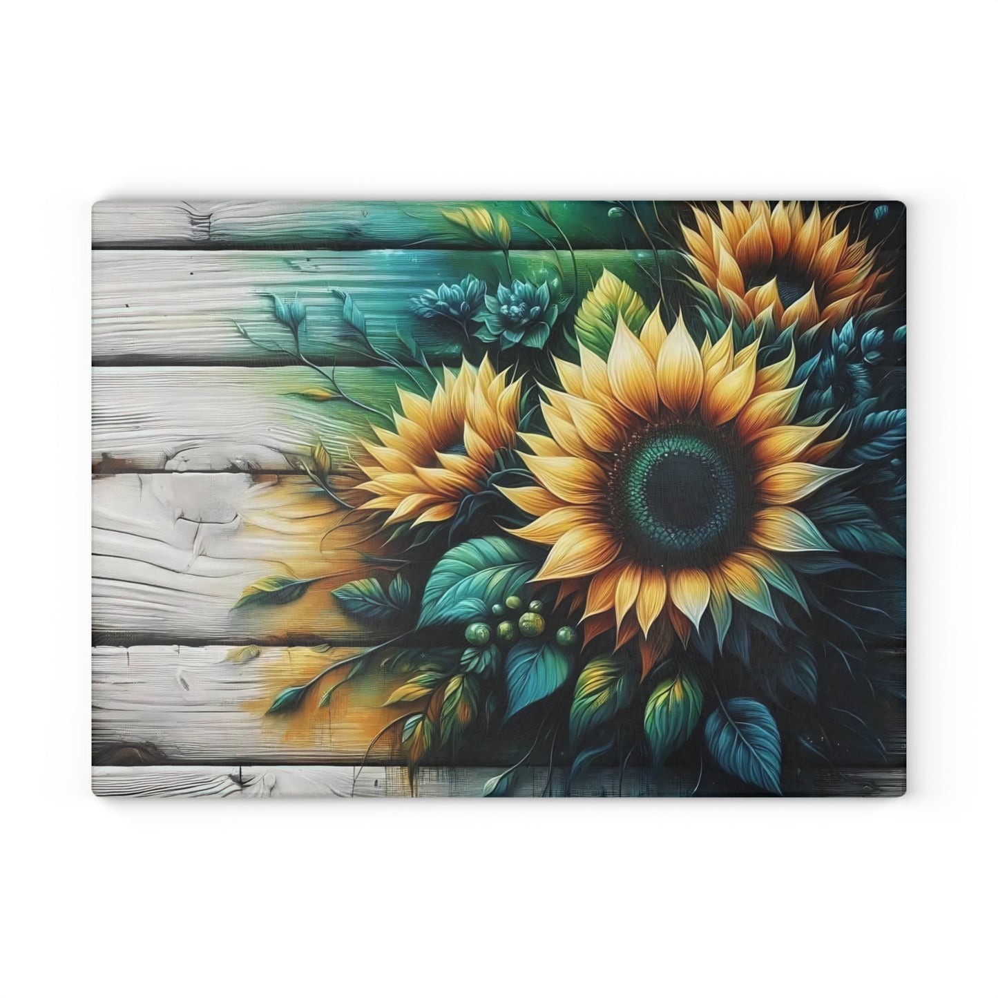 Tabla de cortar de girasol Decoración de cocina rústica Tabla de cocina de vidrio Accesorio de cocina Tabla de cortar duradera Cocina de estilo campestre Girasol