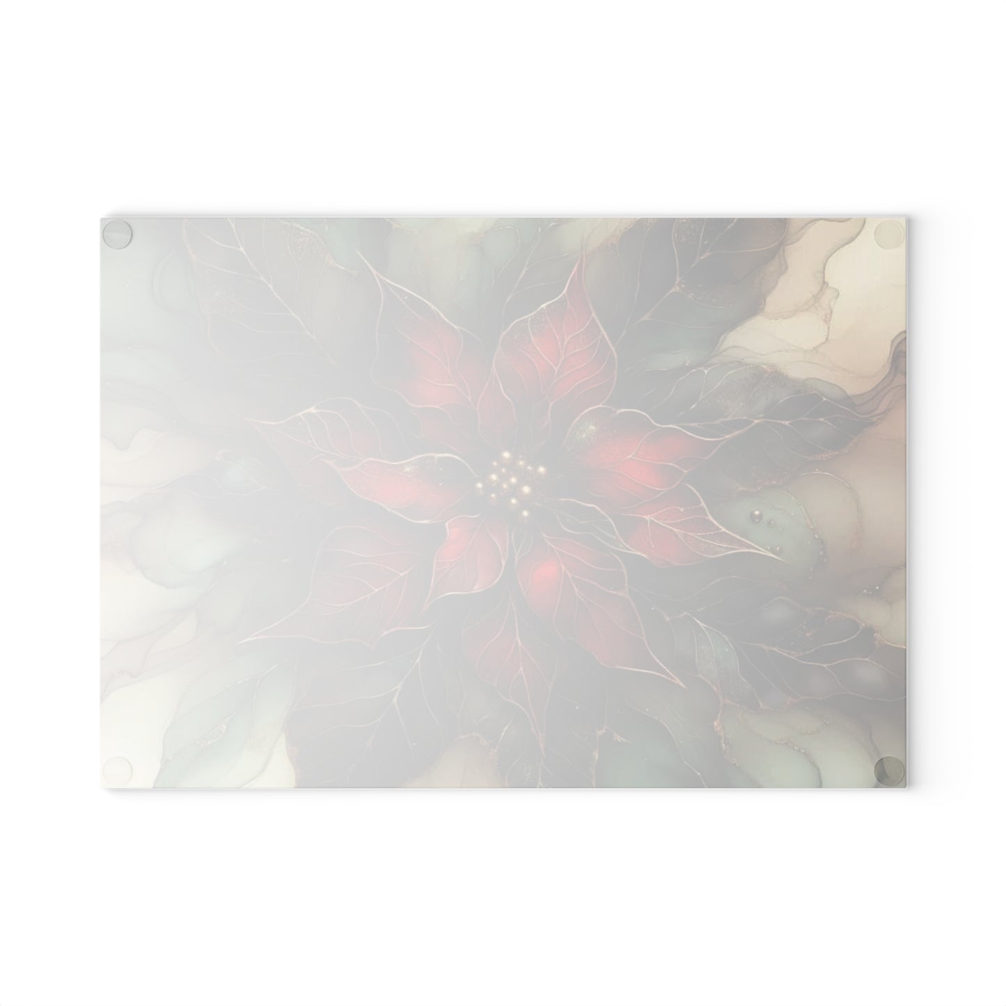 🎄 Elegant Poinsettia Bloom – Holiday Art Tempered Glass Cutting Board