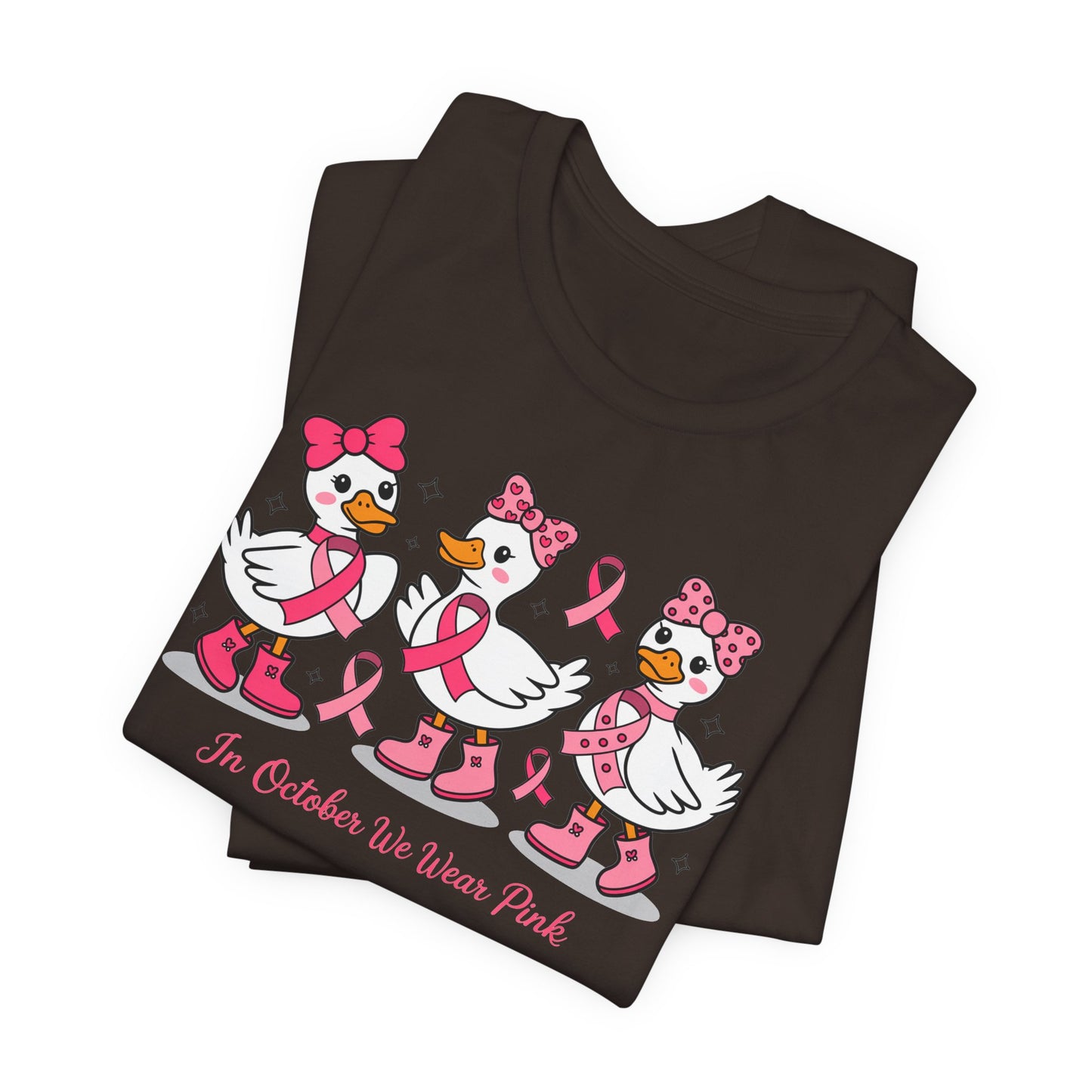 🎀🦆 In October We Wear Pink Duck T-Shirt – Cute Breast Cancer Awareness Tee 💖✨