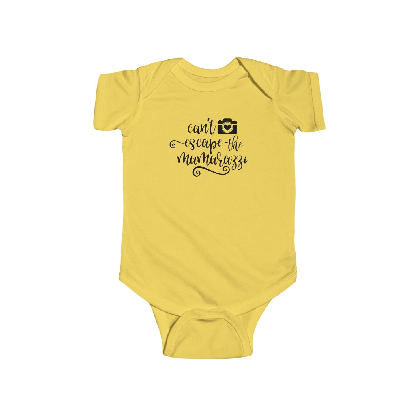 Body de bebé "No puedes escapar de Mamarazzi" - Diseño de cámara y corazón