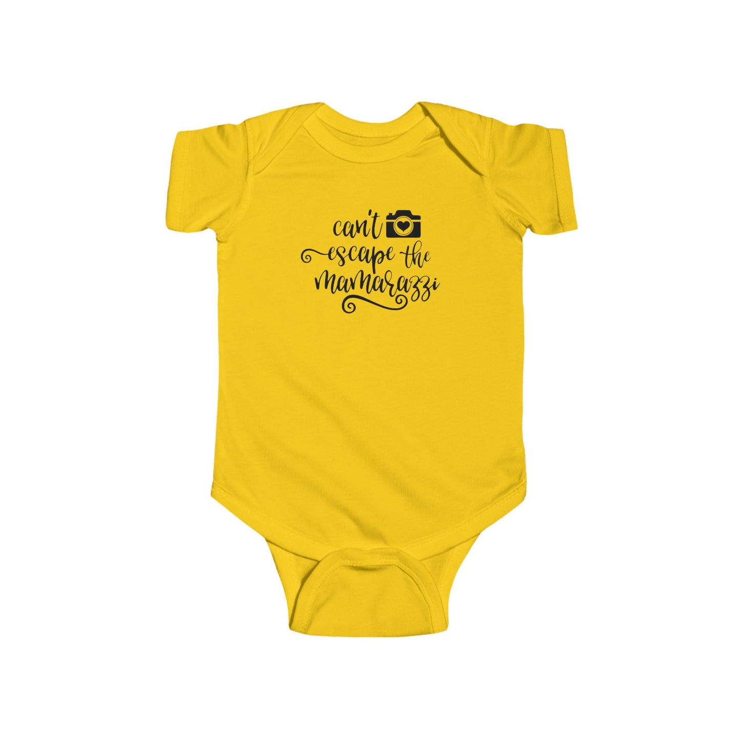 Body de bebé "No puedes escapar de Mamarazzi" - Diseño de cámara y corazón