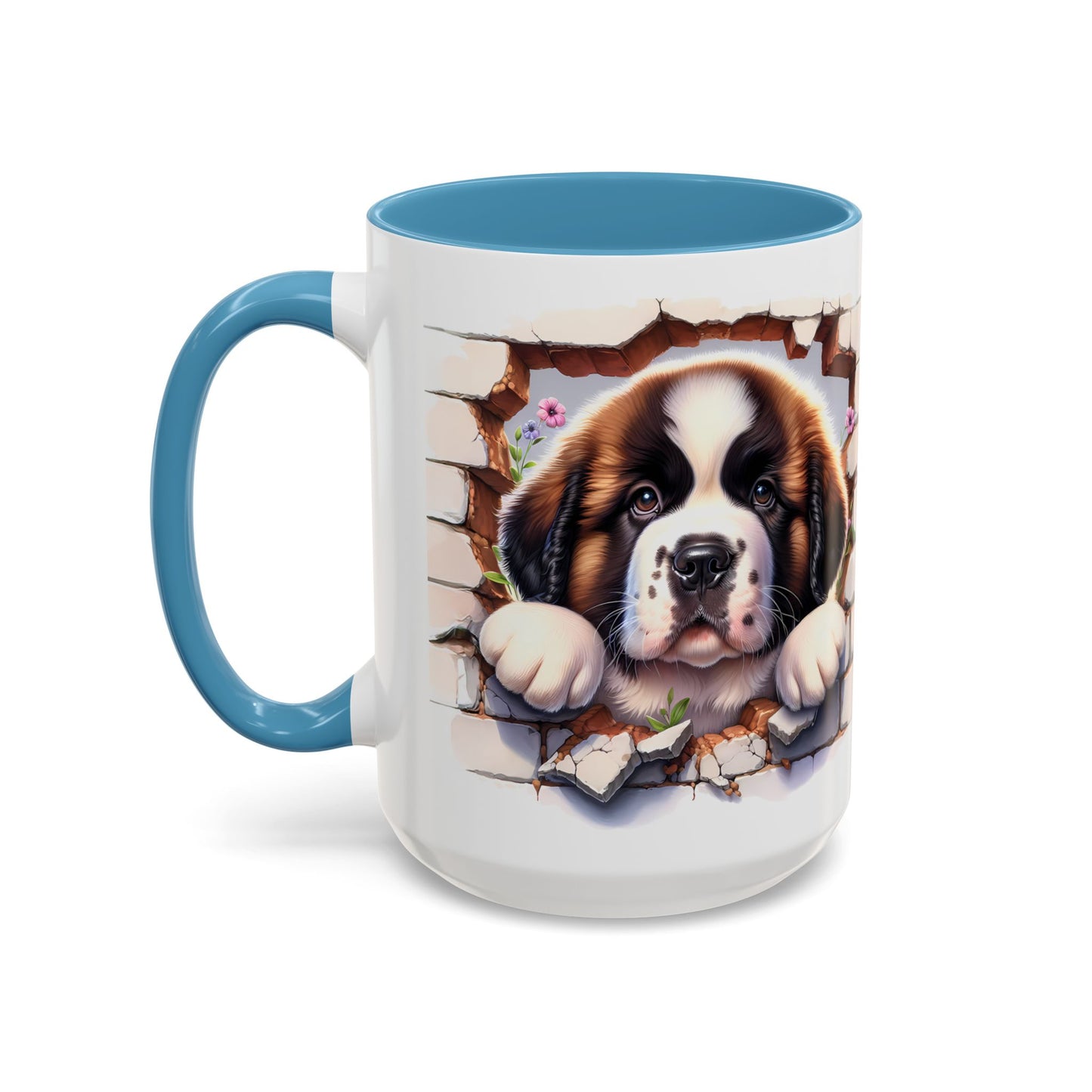 🐾☕ St. Bernard Puppy Peek Accent Mug – Gentle Giant Pup Lover Gift ✨❤️