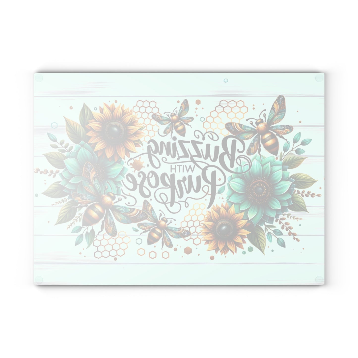🐝🌻 “Buzzing with Purpose” Glass Cutting Board – Uplift Your Kitchen with Cheer