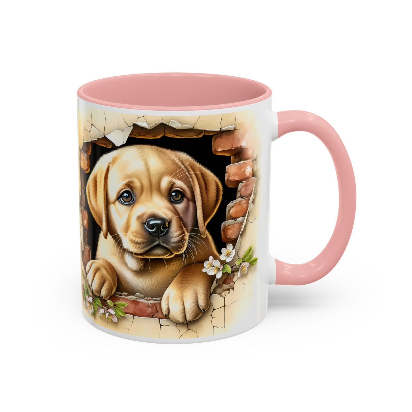 🐶☕ Labrador Puppy Peek Accent Mug – Sweet Yellow Lab Lover Gift ✨💛