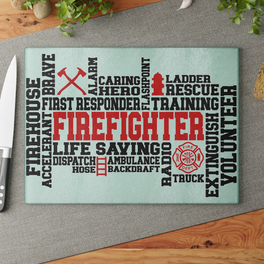 Firefighter Word Art Cutting Board – Strength, Service, and Bravery