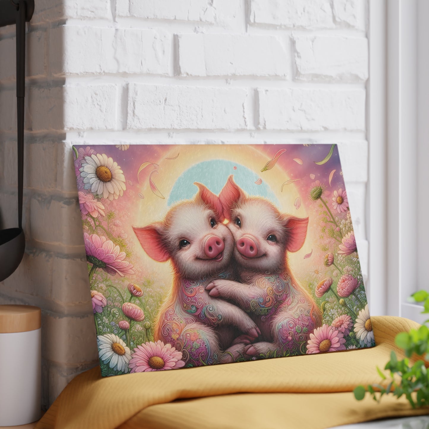 🐷🌸 Piglet Pals Cutting Board – Whimsical Farmhouse Charm for Your Kitchen 🌞