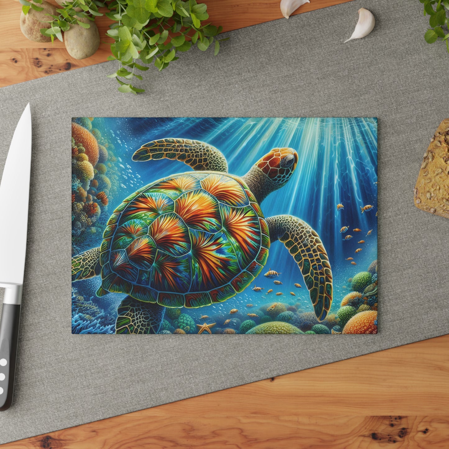 🐢 Vibrant Ocean Turtle Cutting Board – Splash of Color for Your Coastal Kitchen 🌊