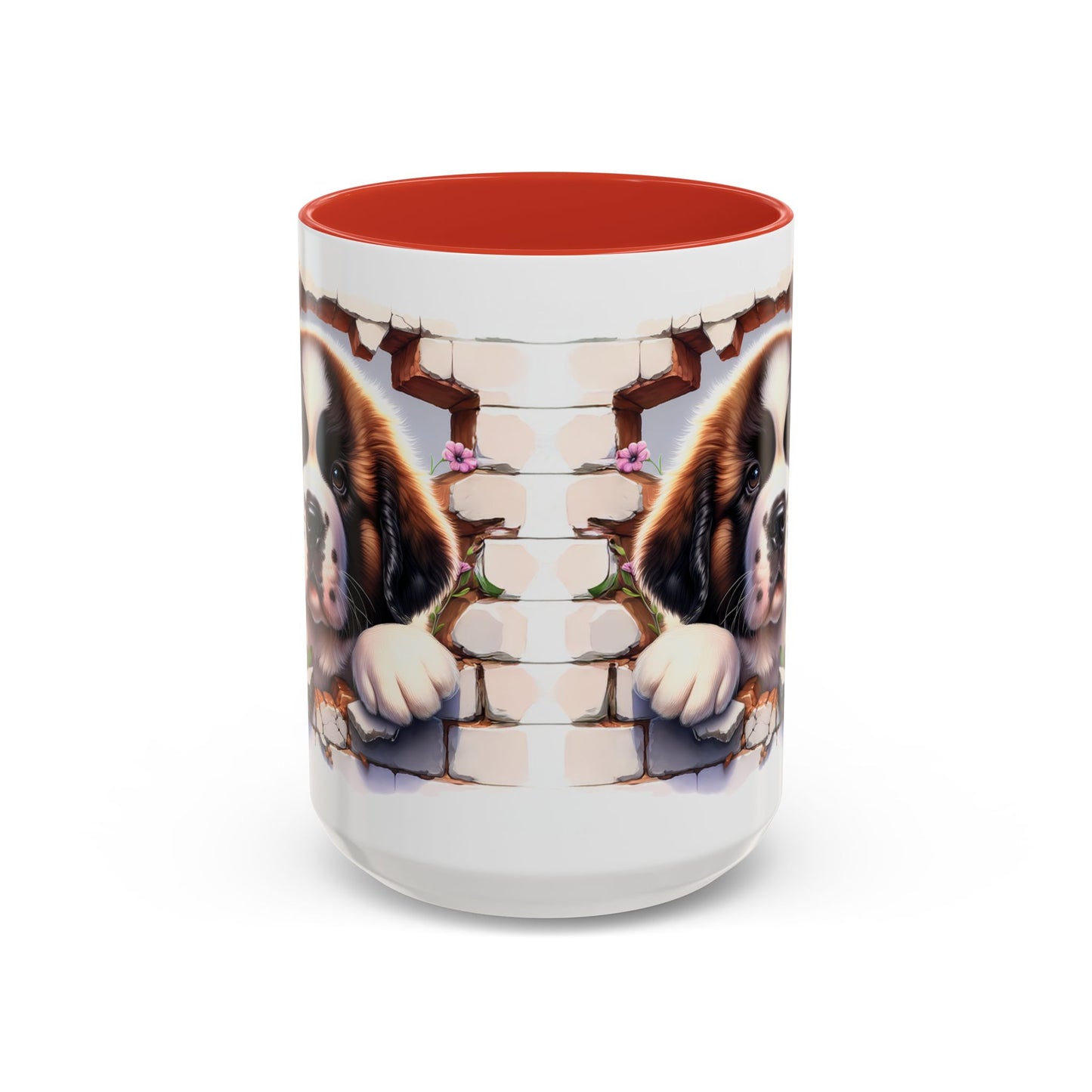 🐾☕ St. Bernard Puppy Peek Accent Mug – Gentle Giant Pup Lover Gift ✨❤️