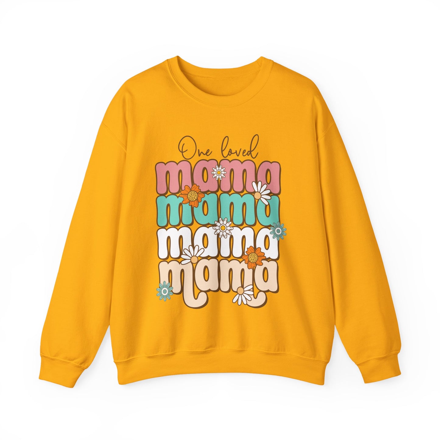 🌼💖 One Loved Mama Sweatshirt – Retro Floral Motherhood Crewneck