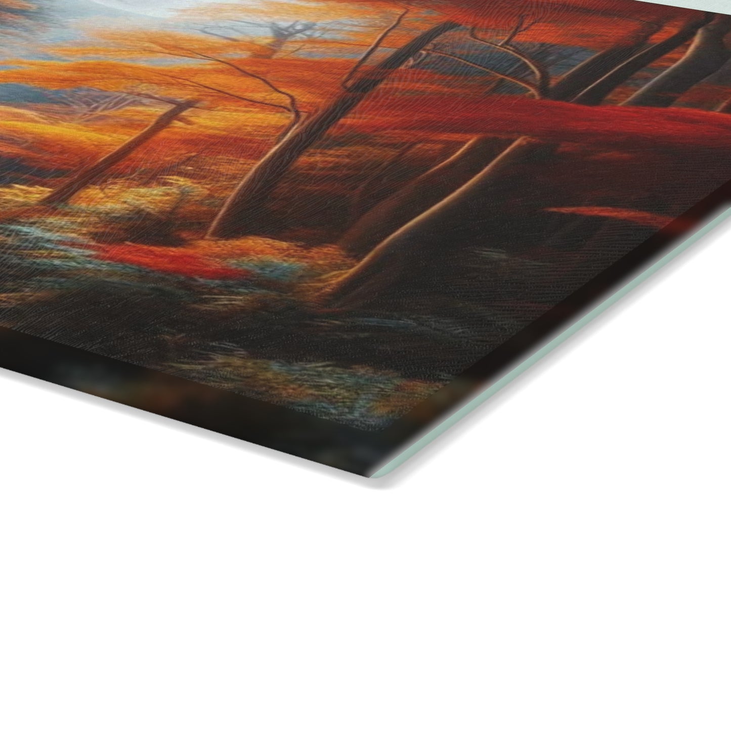 🌕🍂 Autumn Moon Glow Cutting Board – Enchanted Forest River Art 🍂🌕