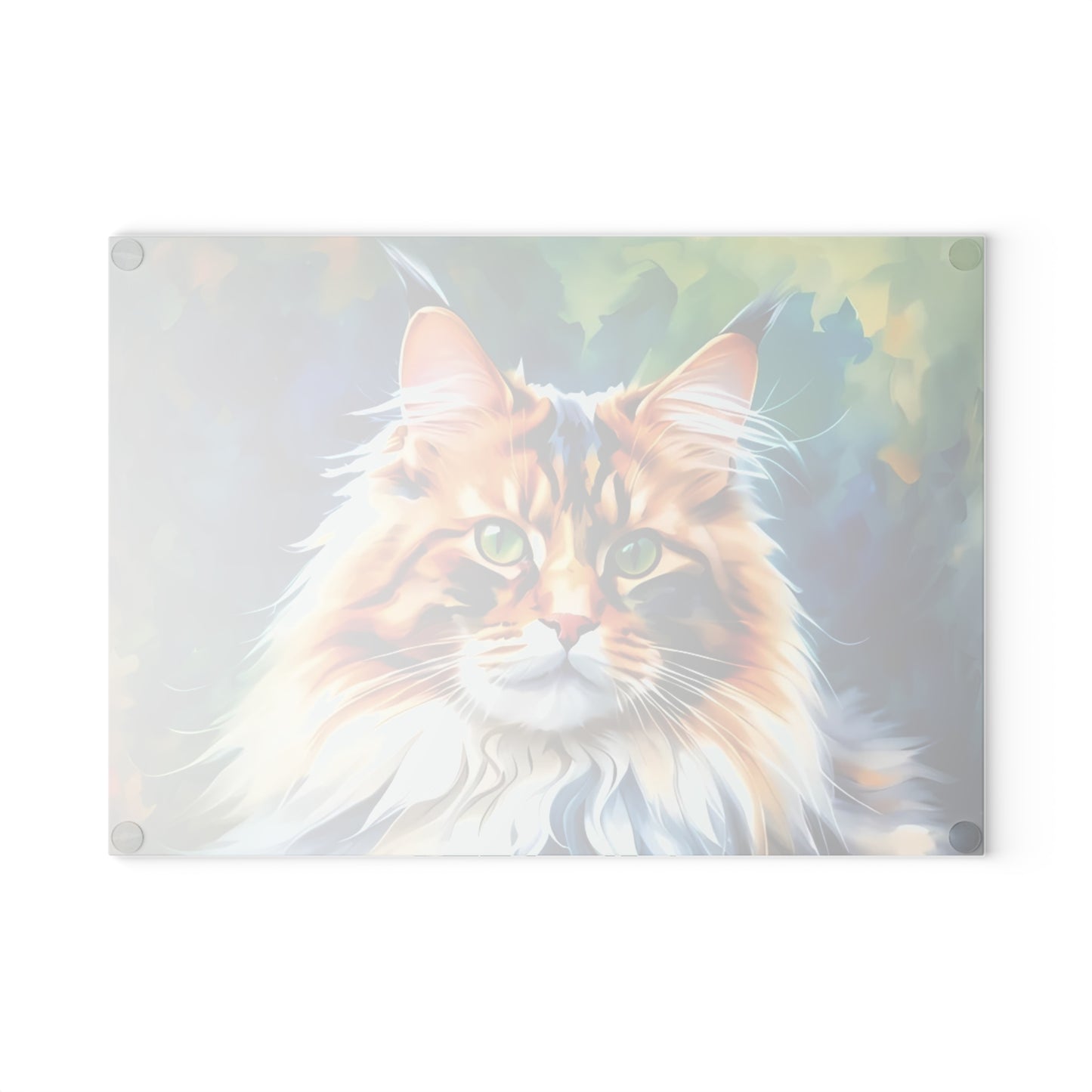 Green-Eyed Maine Coon Forest Cat Cutting Board – Fierce Feline Charm for Nature-Loving Kitchens