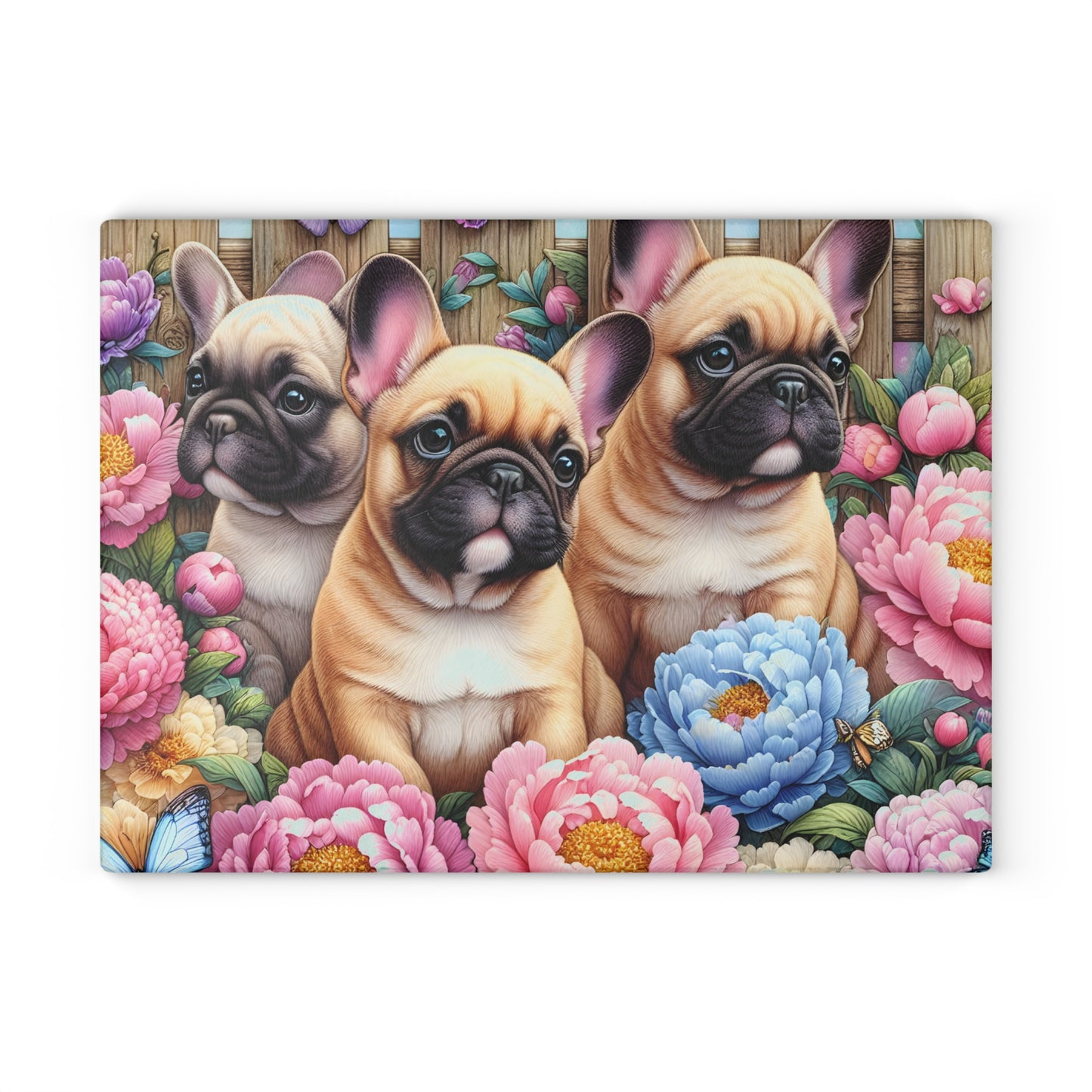 🐾 French Bulldog Floral Cutting Board – Adorable Pup Charm for Your Kitchen 🌸