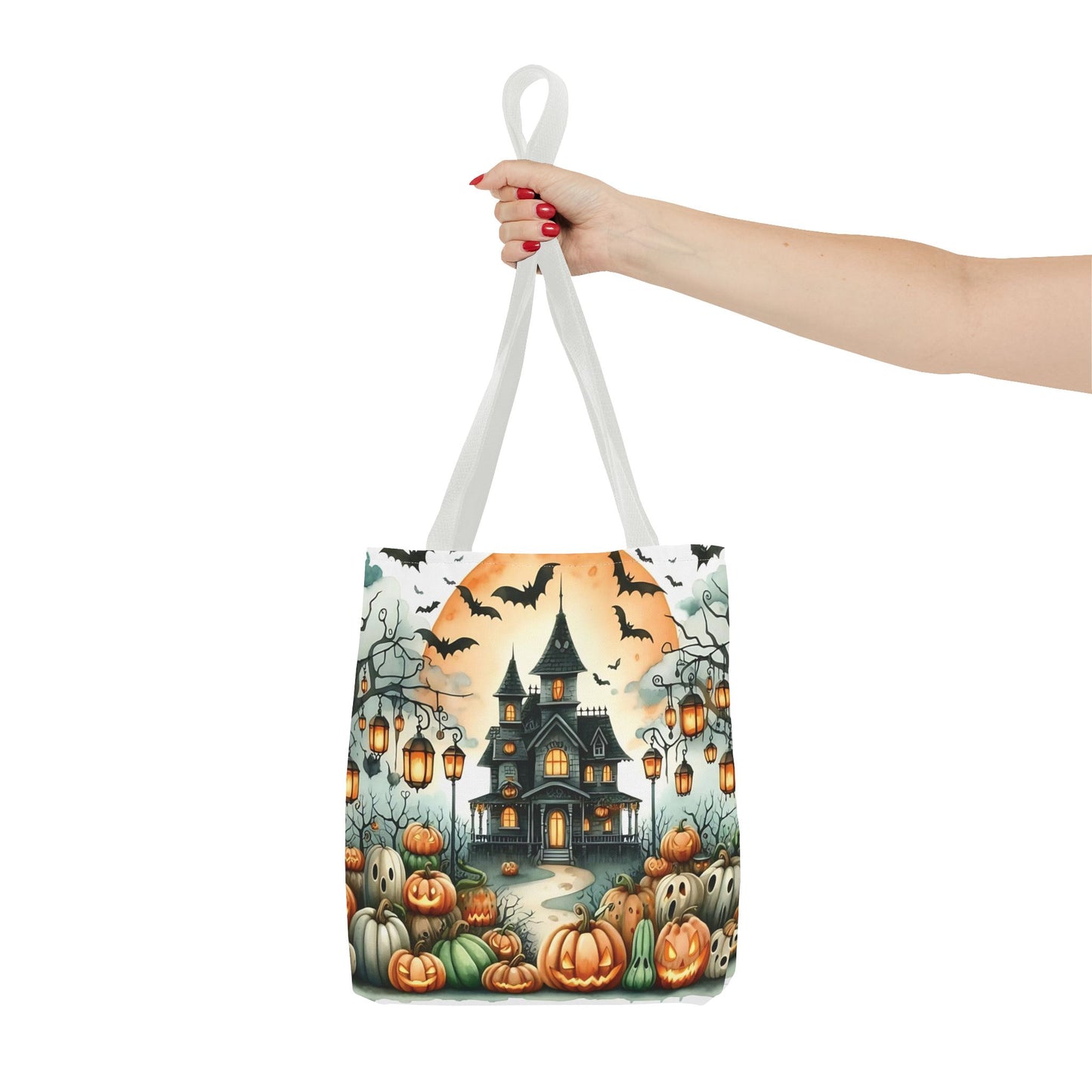 🏚️ Haunted House Halloween Tote Bag – Spooky Nights & Pumpkin Delights 🎃🖤