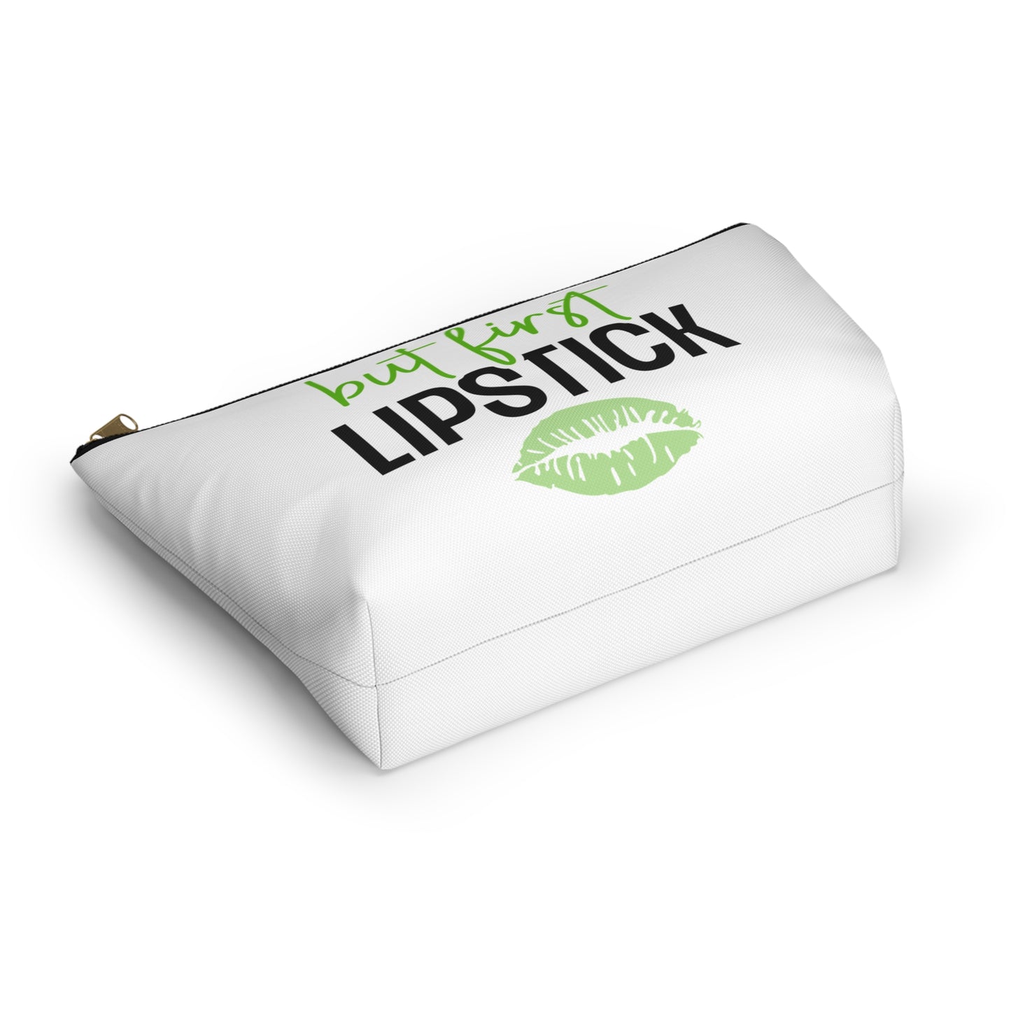Accessory Pouch – "But First Lipstick" Green Makeup Bag