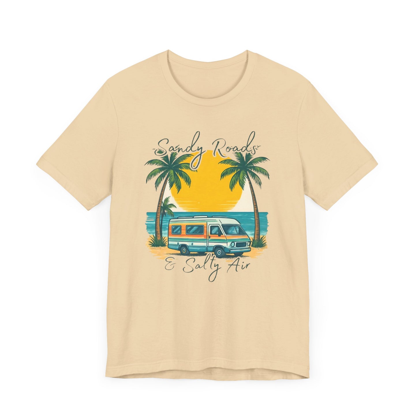 Camiseta Sandy Roads &amp; Salty Air: Camisa playera ligera para mujer para días costeros y ambiente veraniego.