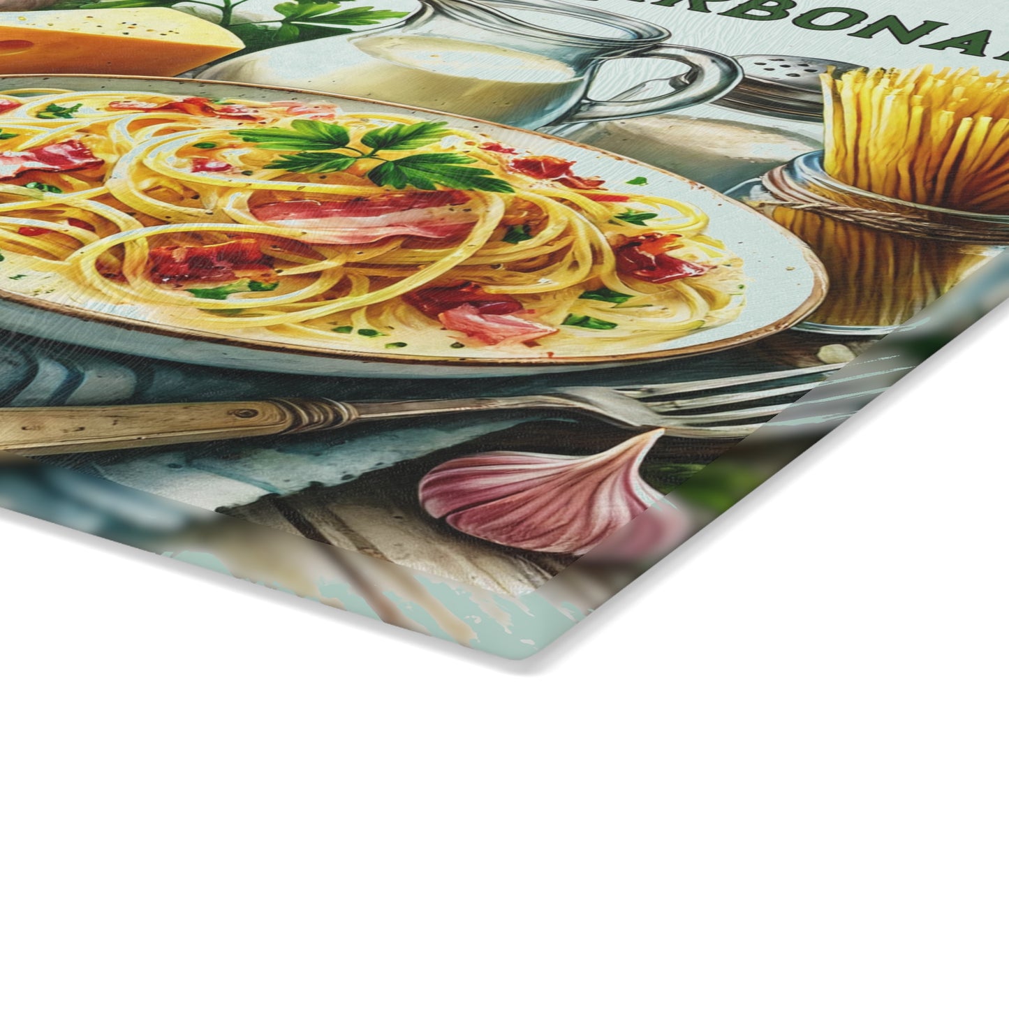 🍝 Spaghetti alla Carbonara – Classic Italian Recipe Glass Cutting Board